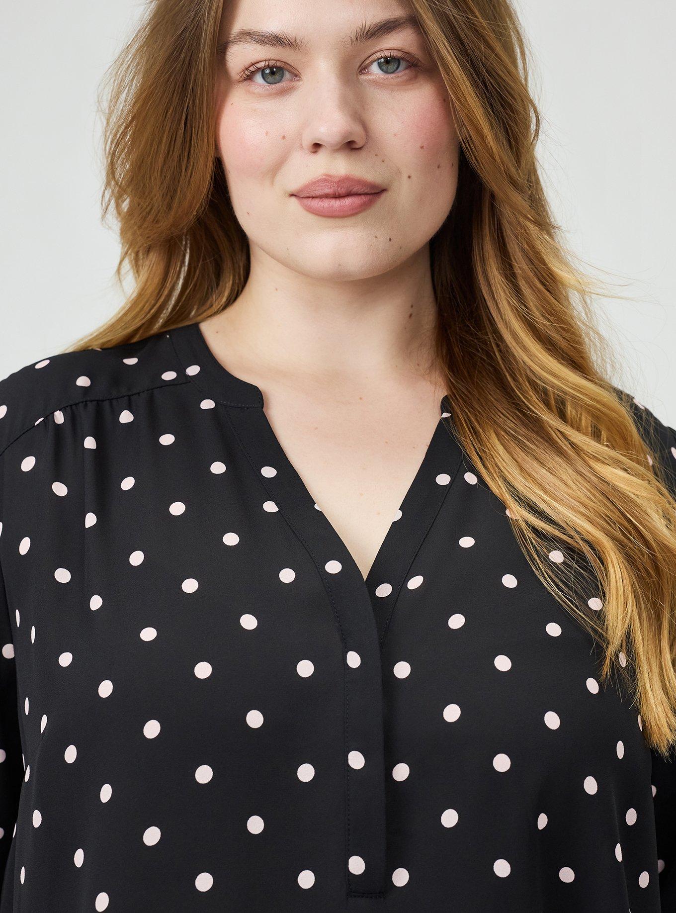 Harper Georgette 3/4 Sleeve Blouse, MIDI DOT BLACK, alternate