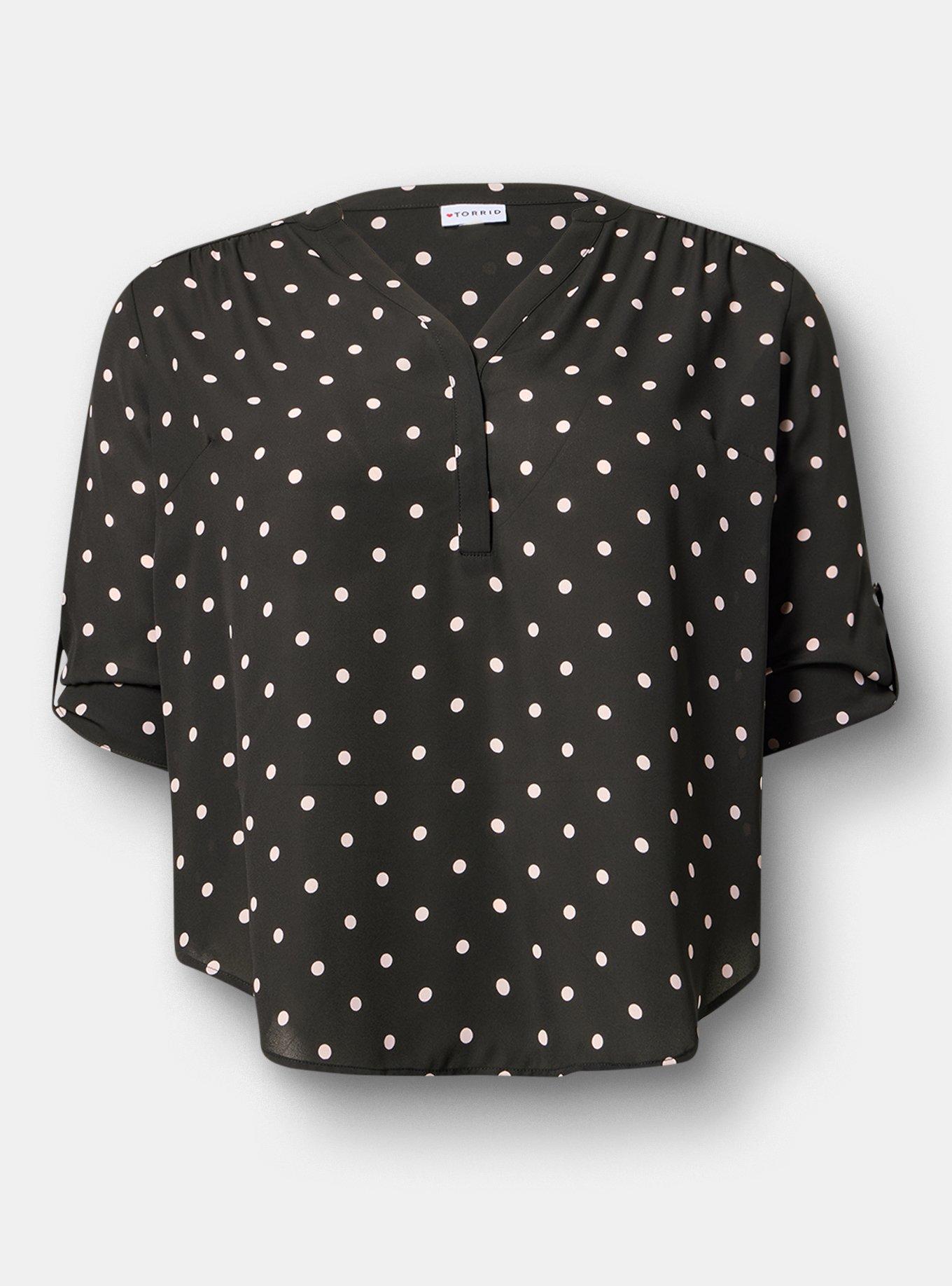 Harper Georgette 3/4 Sleeve Blouse, MIDI DOT BLACK, hi-res