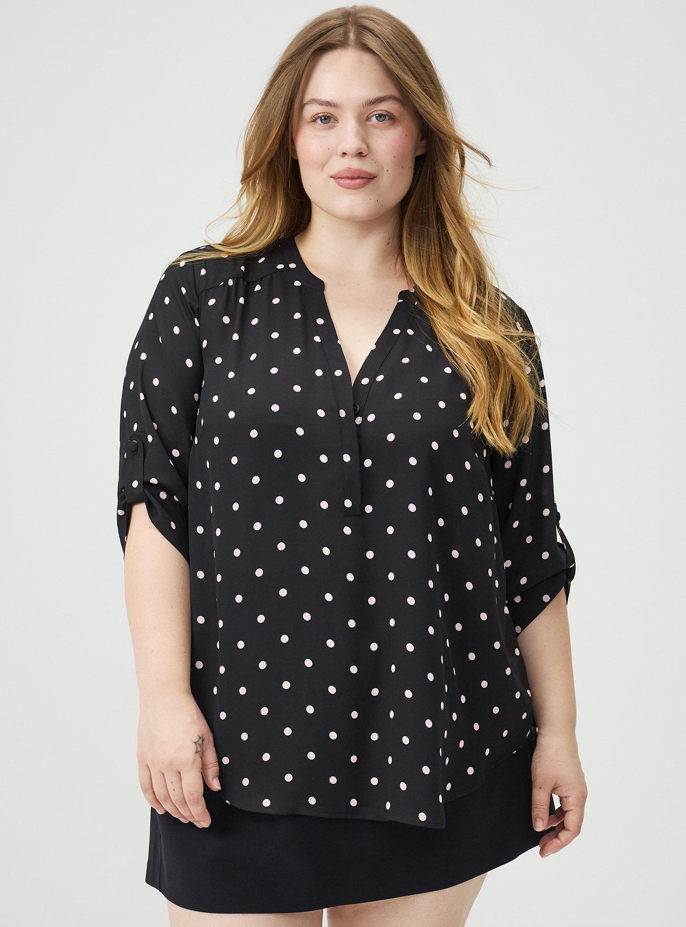 Harper Georgette 3/4 Sleeve Blouse, MIDI DOT BLACK, hi-res