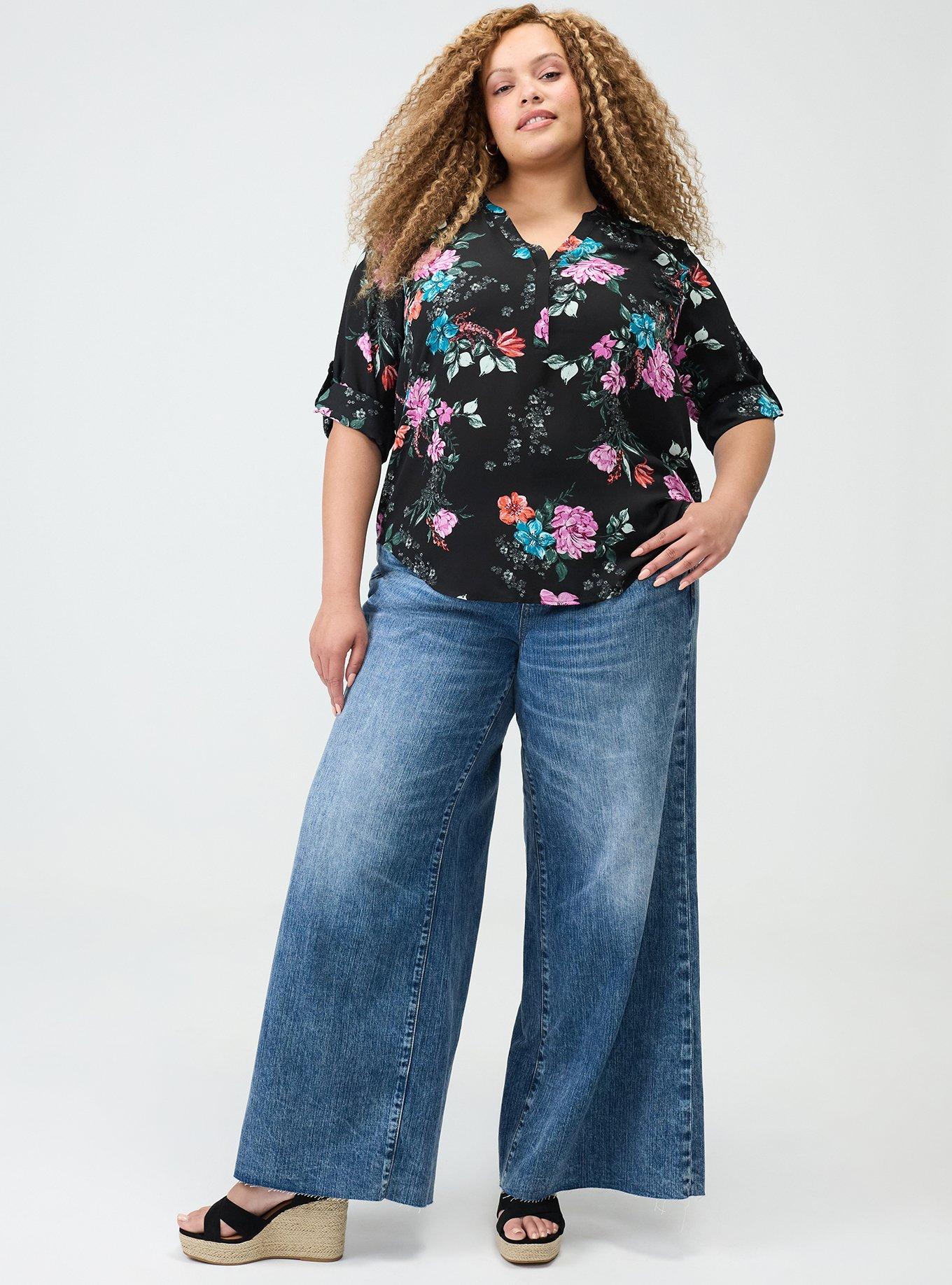 Harper Georgette 3/4 Sleeve Blouse, LORENA FLORAL BLACK, alternate