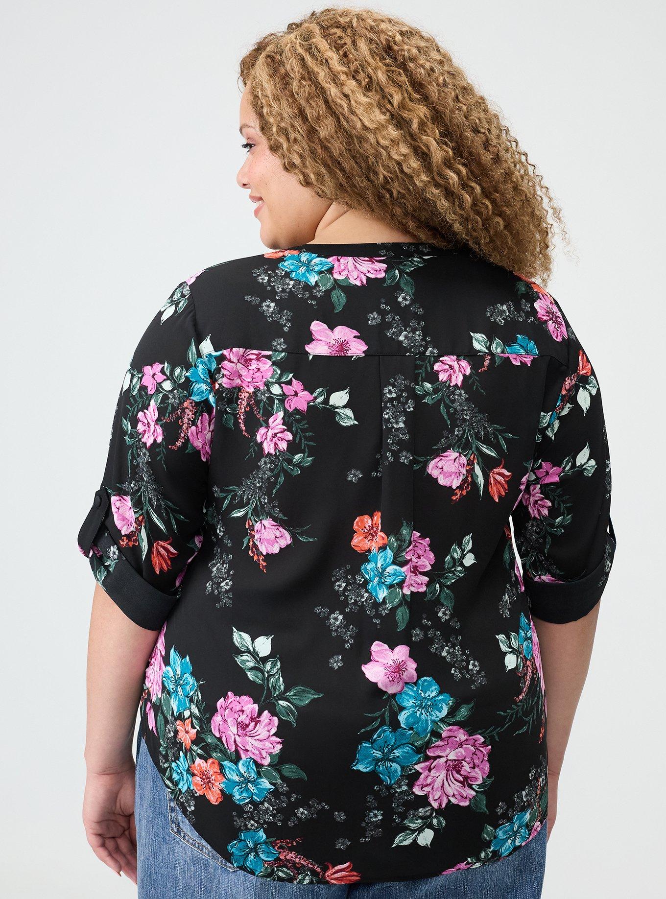 Harper Georgette 3/4 Sleeve Blouse, LORENA FLORAL BLACK, alternate
