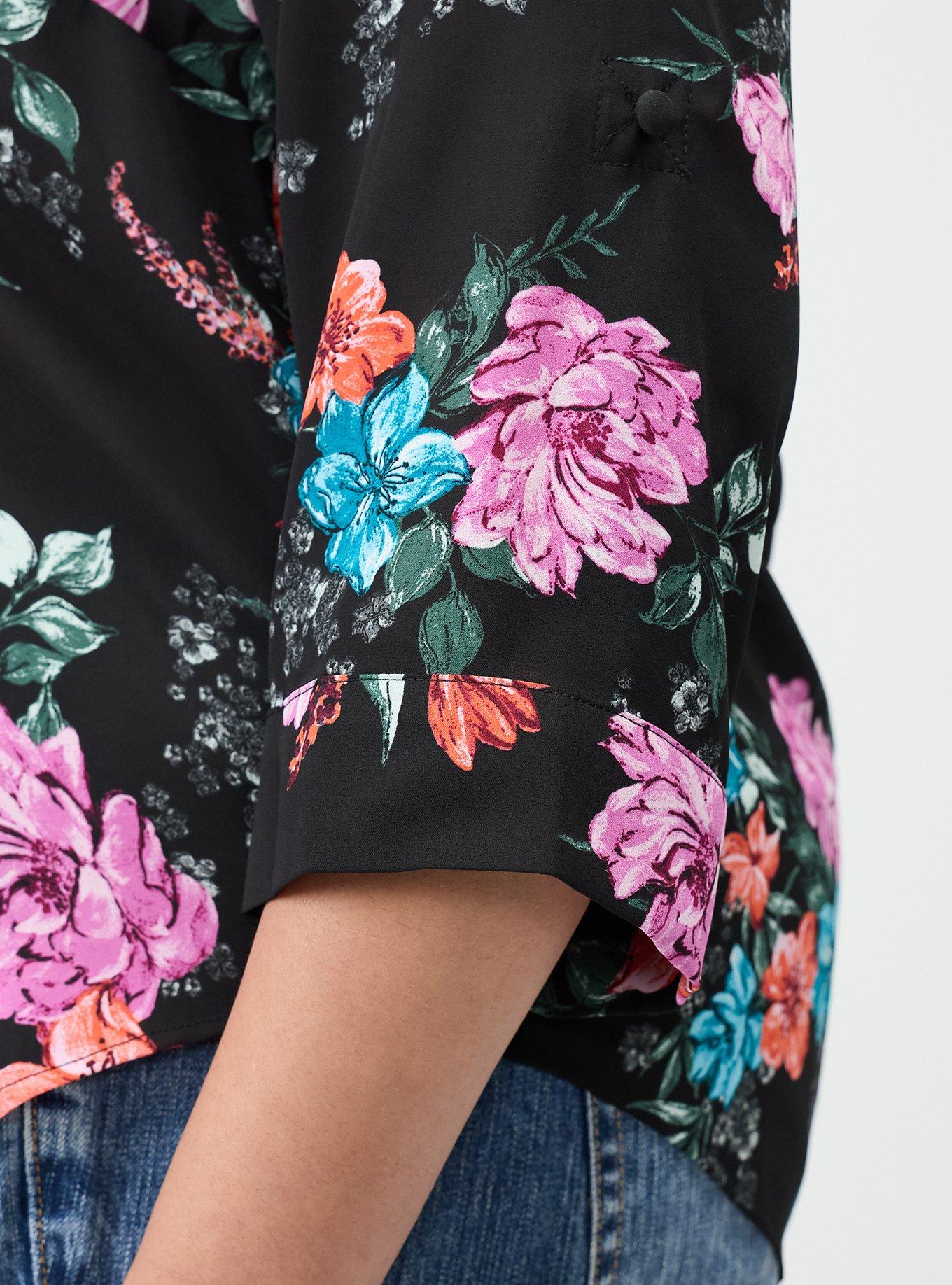 Harper Georgette 3/4 Sleeve Blouse, LORENA FLORAL BLACK, alternate