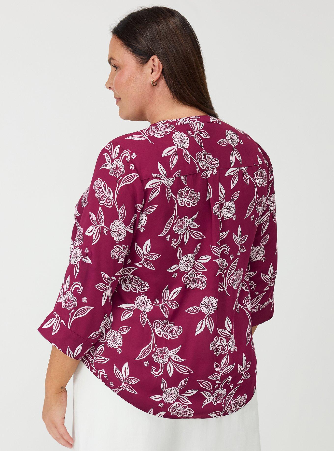 Harper Georgette 3/4 Sleeve Blouse, THRILL FLORAL PURPLE, alternate