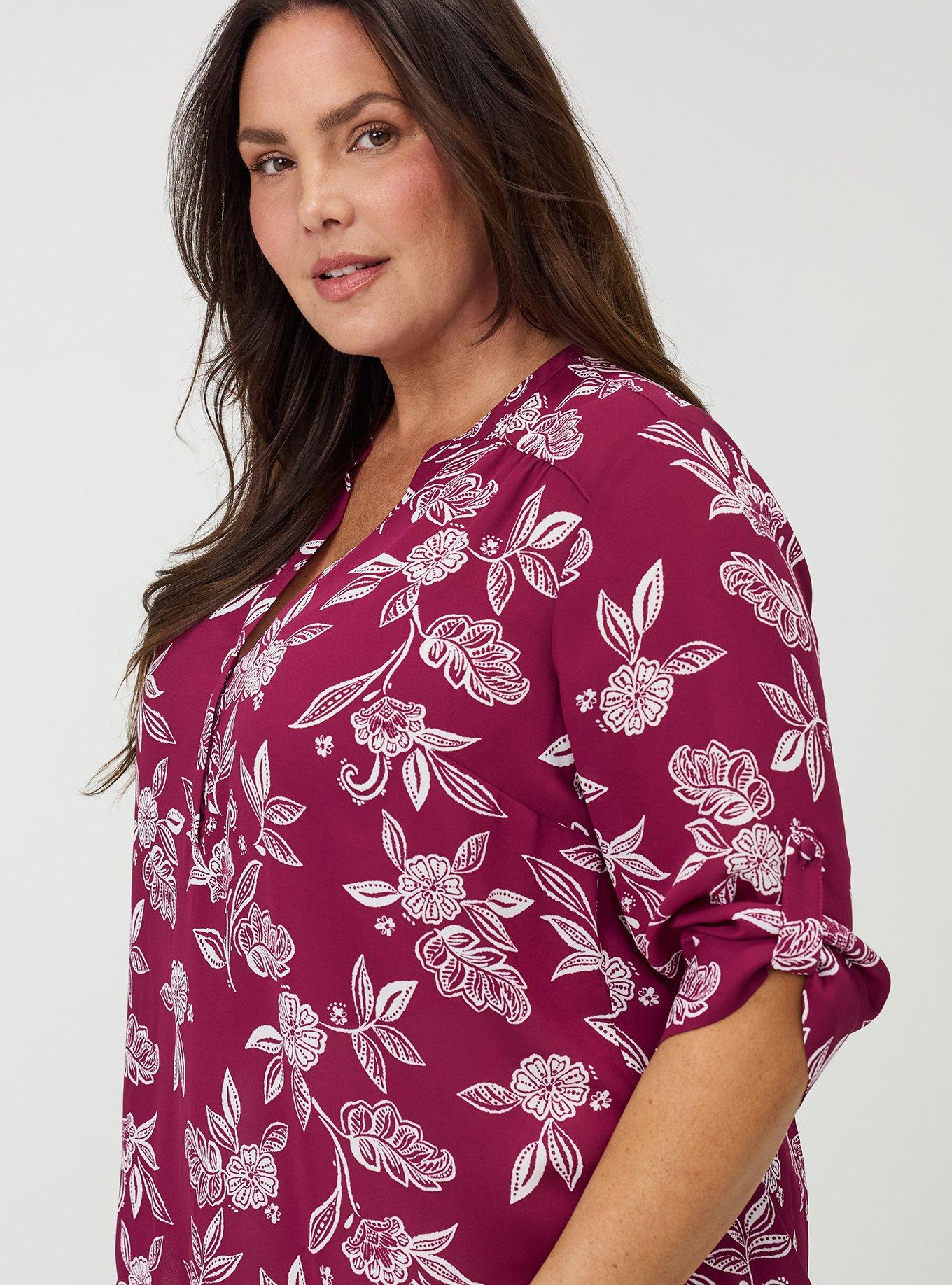 Harper Georgette 3/4 Sleeve Blouse, THRILL FLORAL PURPLE, alternate