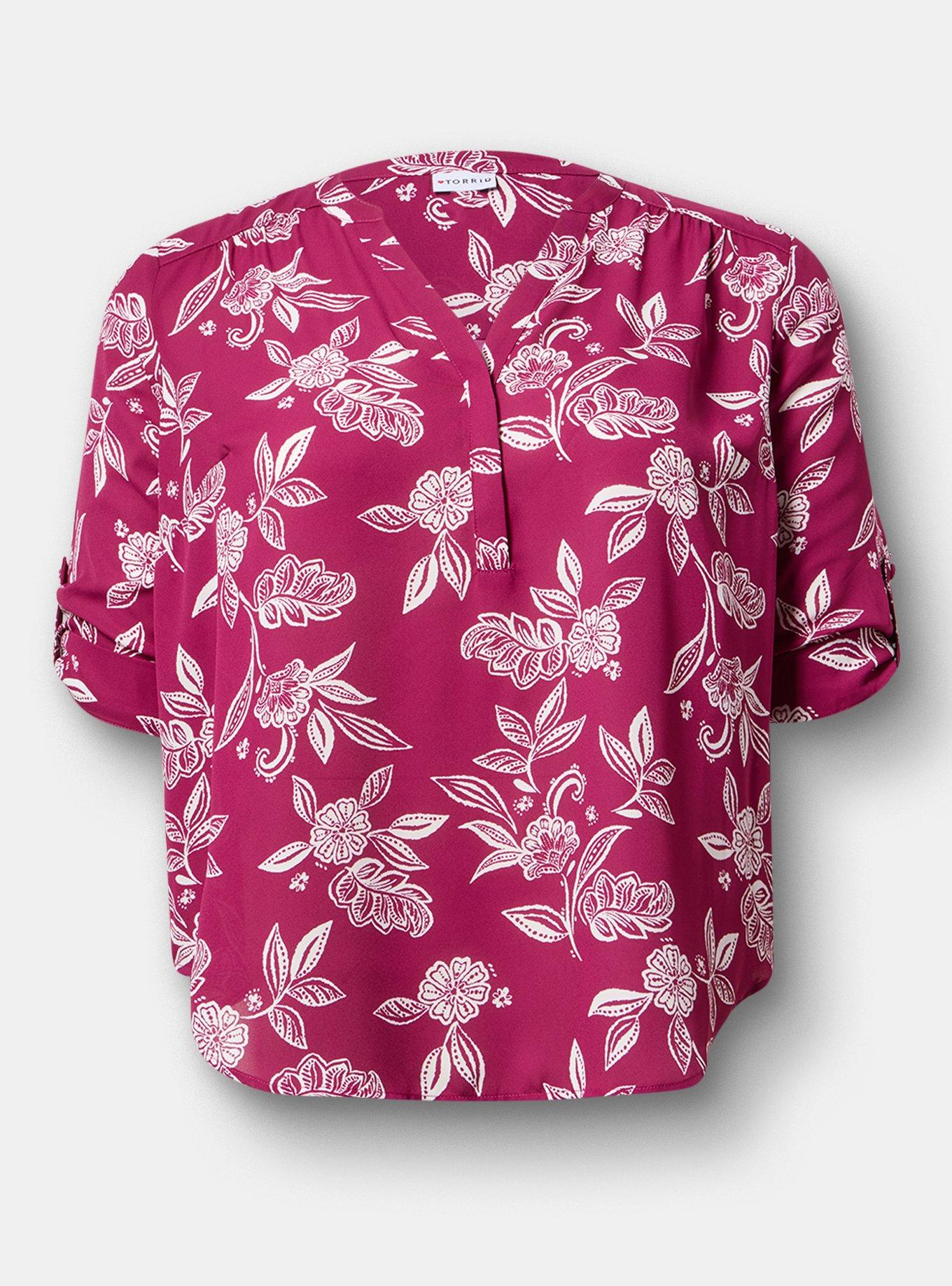 Harper Georgette 3/4 Sleeve Blouse, THRILL FLORAL PURPLE, hi-res