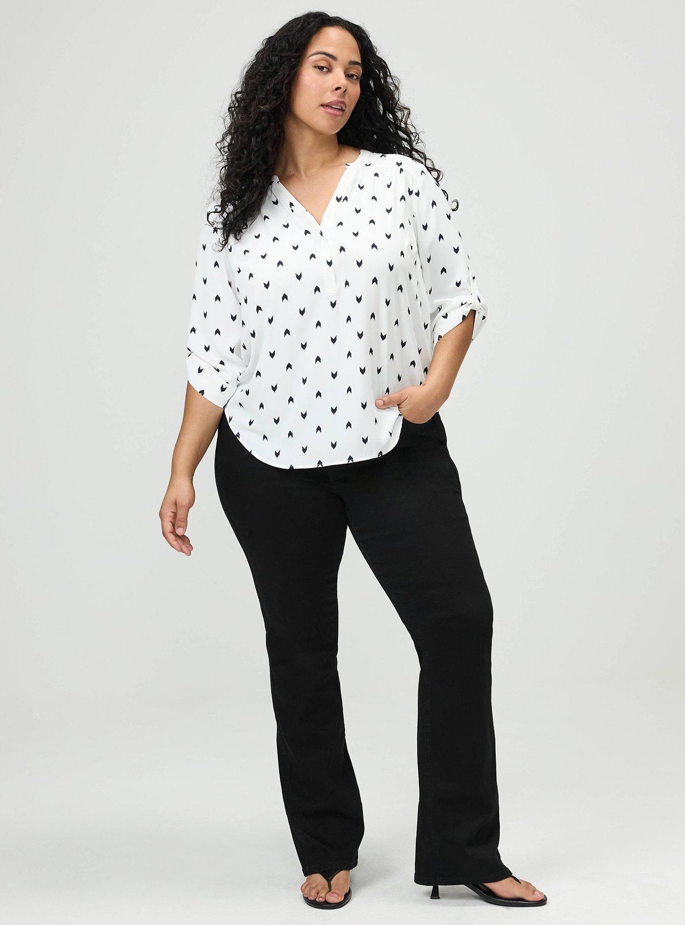Plus Size Harper 3/4 Sleeve Pullover Blouse, CHEVRON HEART WHITE, alternate