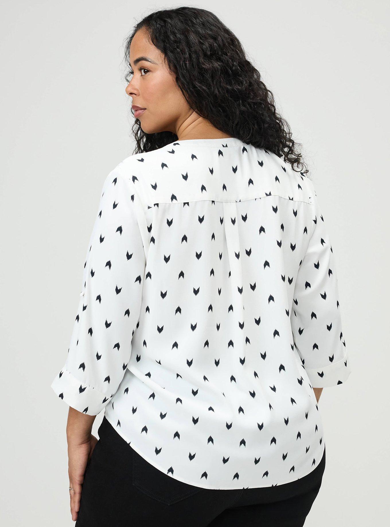 Plus Size Harper 3/4 Sleeve Pullover Blouse, CHEVRON HEART WHITE, alternate