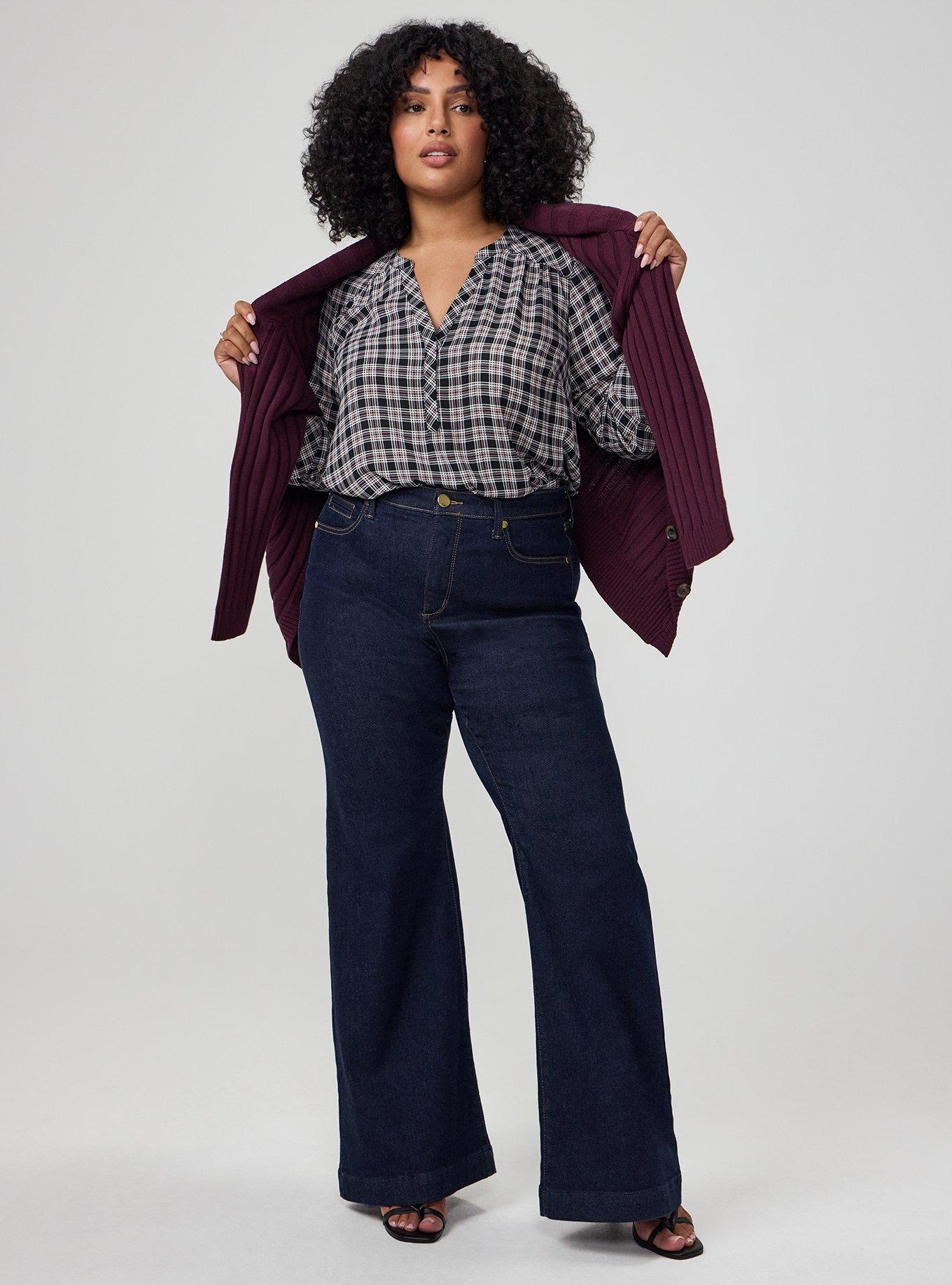 Harper Georgette 3/4 Sleeve Blouse, OZETTA PLAID BLACK, alternate