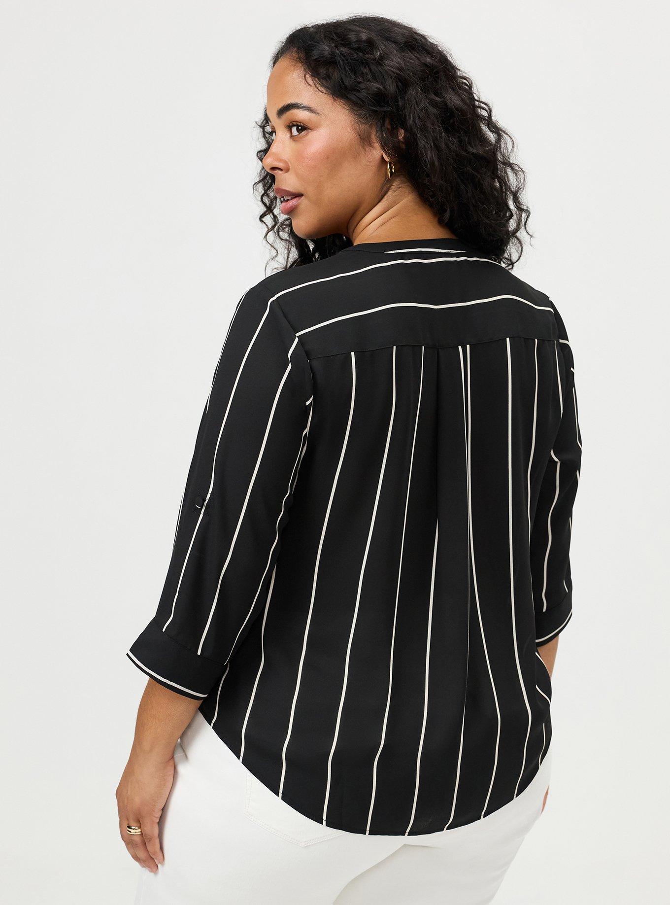 Harper 3/4 Sleeve Pullover Blouse, COVE STRIPE BLACK, alternate