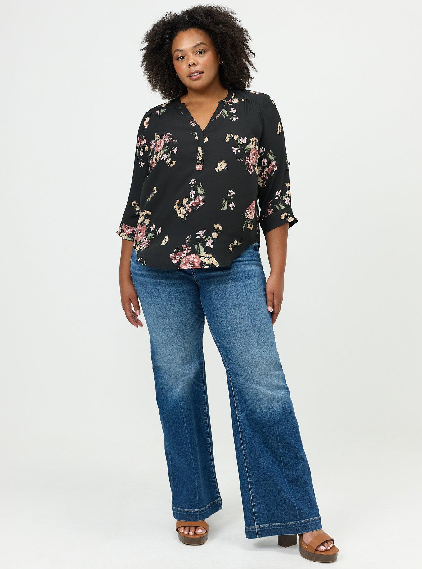 Harper 3/4 Sleeve Pullover Blouse, FALL BOUQUET FLORAL MULTI, alternate