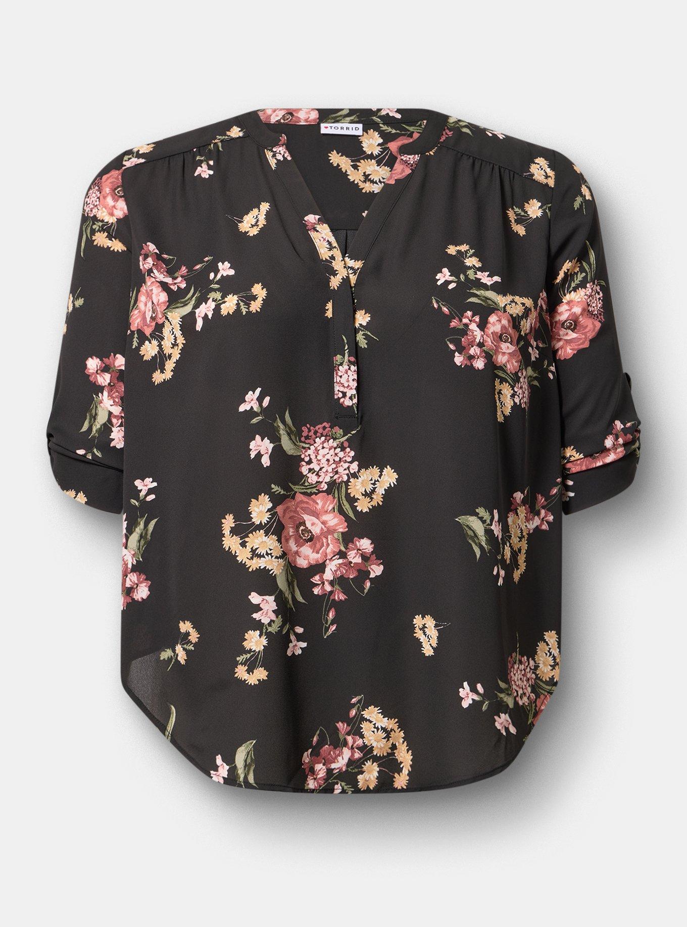 Harper 3/4 Sleeve Pullover Blouse, FALL BOUQUET FLORAL MULTI, hi-res