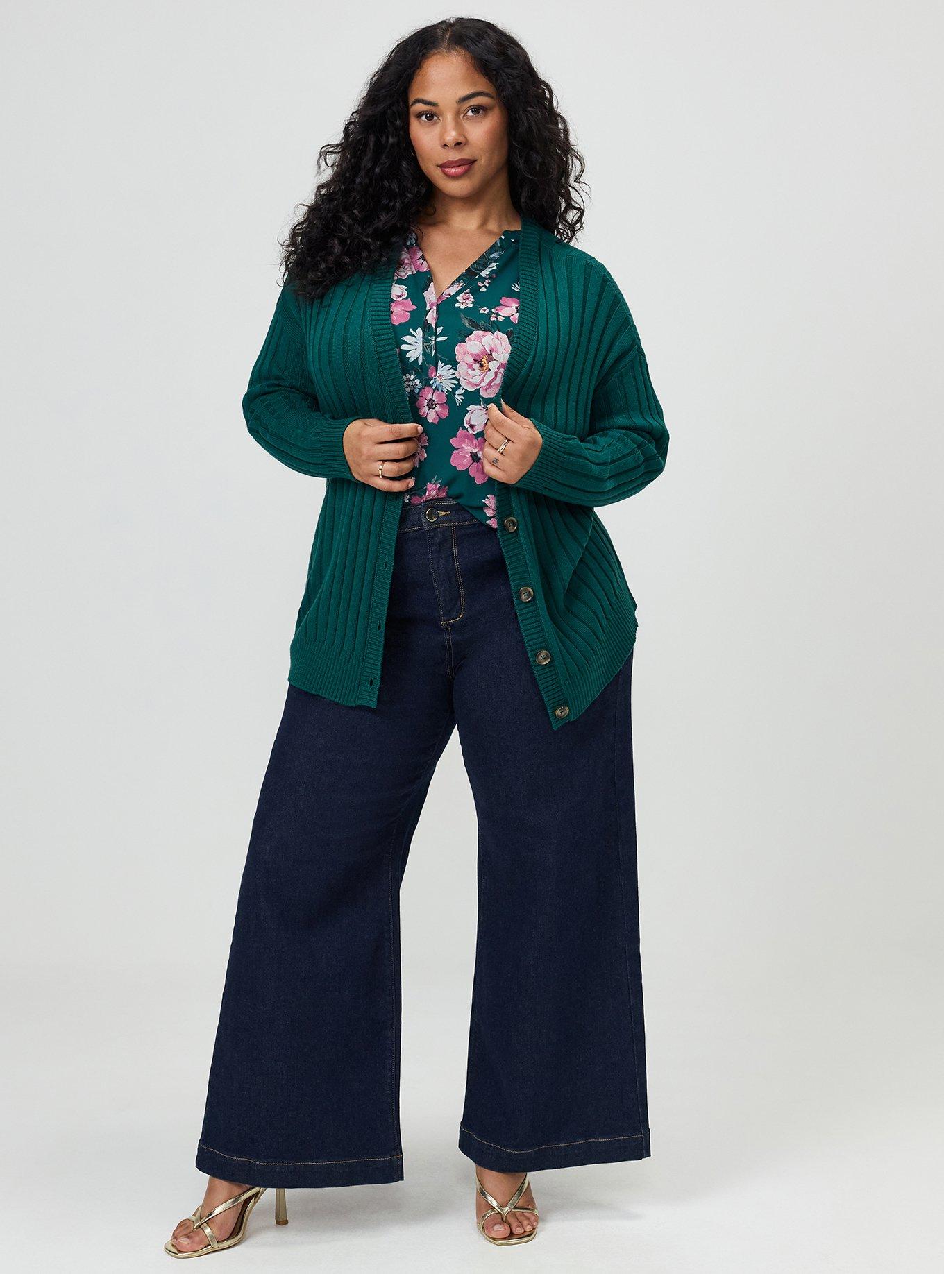 Plus Size Harper Georgette 3/4 Sleeve Blouse, CLASSICAL FLORAL GREEN, alternate