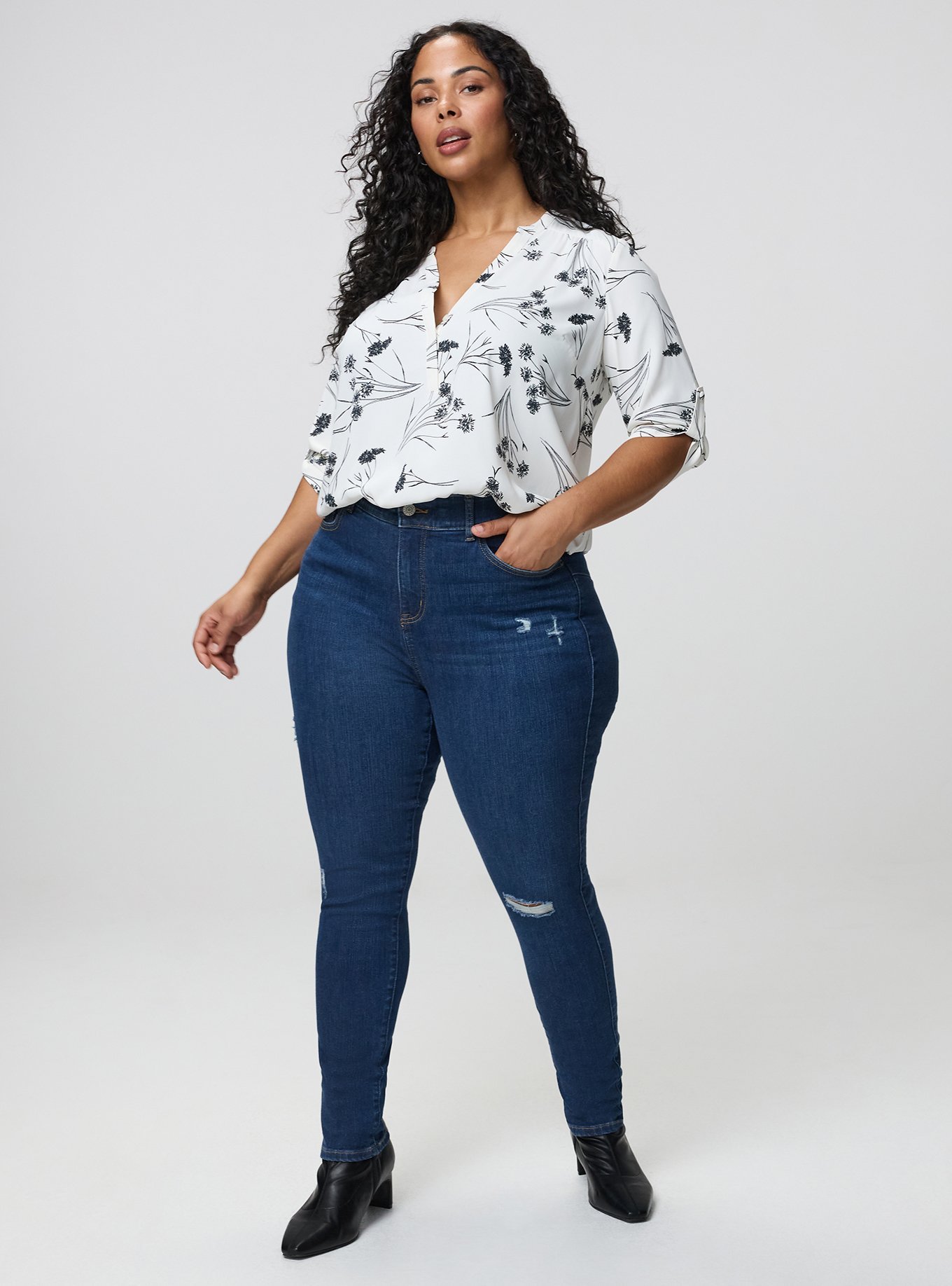Harper Georgette 3/4 Sleeve Blouse, SHERRY FLORAL BW, alternate