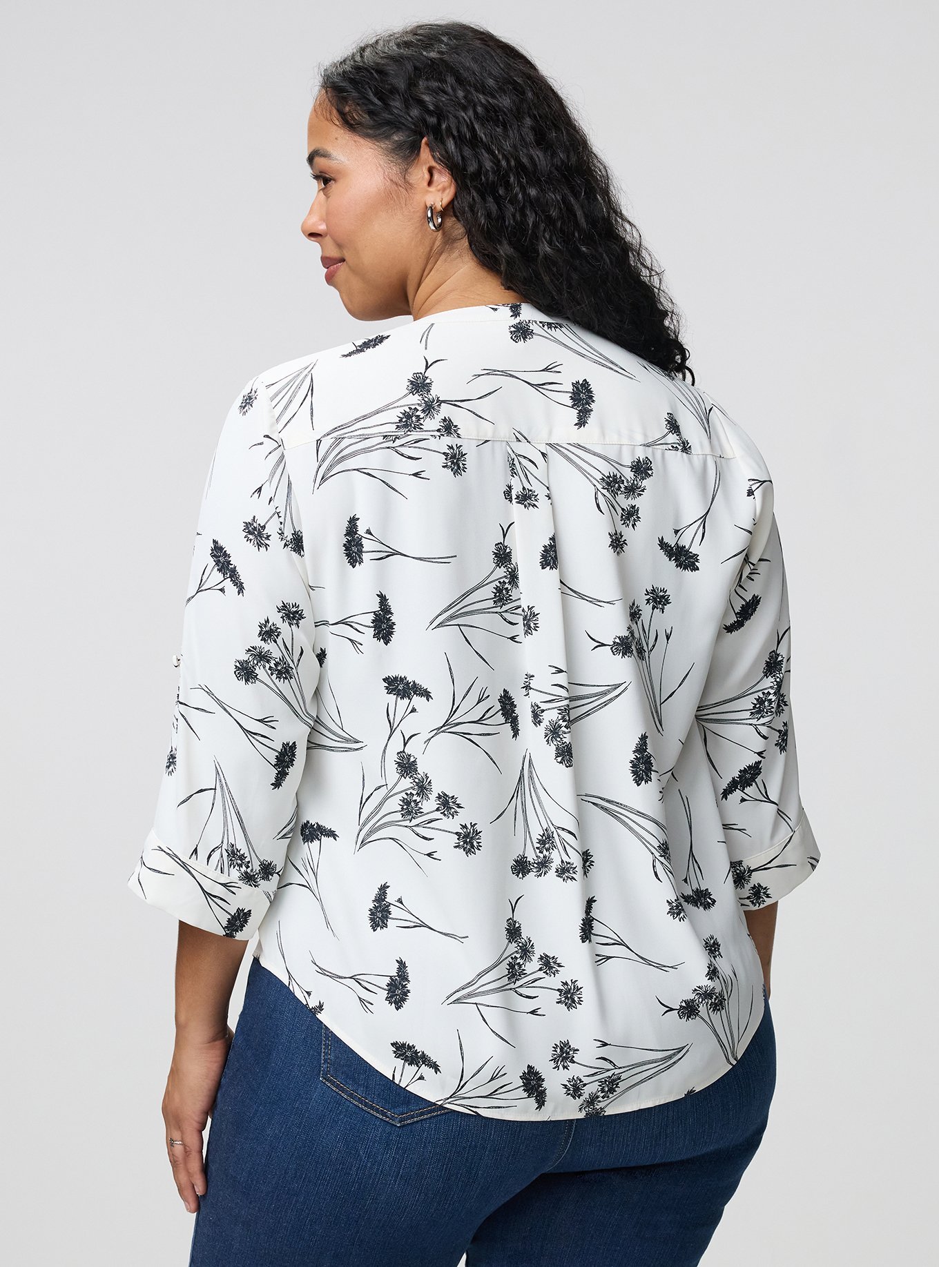 Harper Georgette 3/4 Sleeve Blouse, SHERRY FLORAL BW, alternate