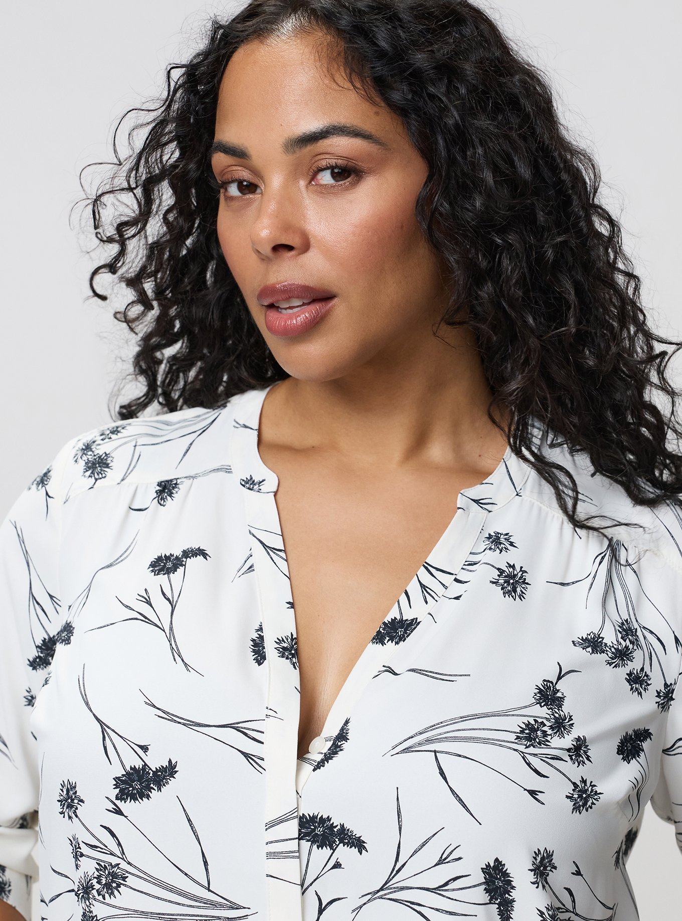 Harper Georgette 3/4 Sleeve Blouse, SHERRY FLORAL BW, alternate