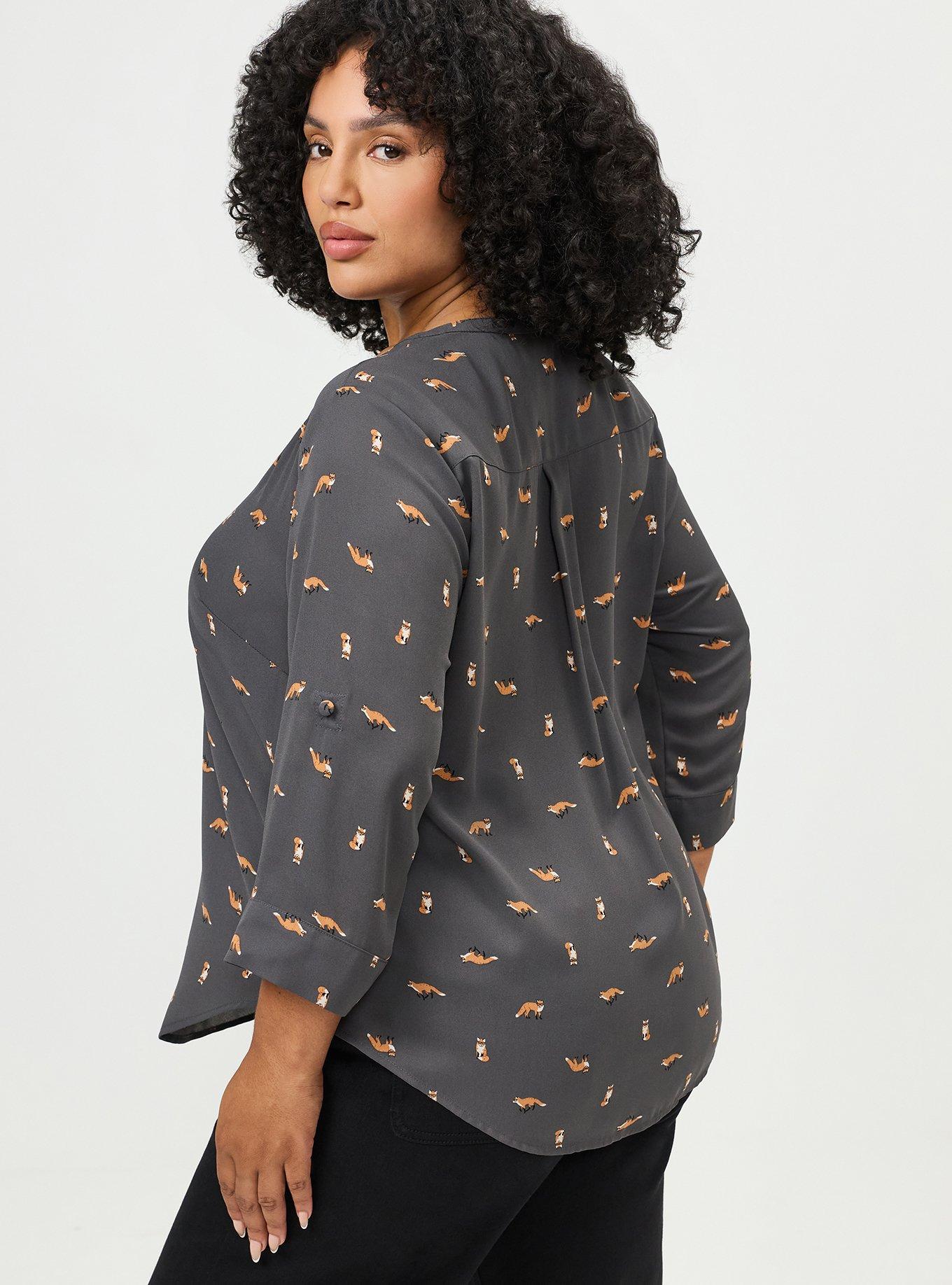 Harper 3/4 Sleeve Pullover Blouse, SLY FOX GREY, alternate