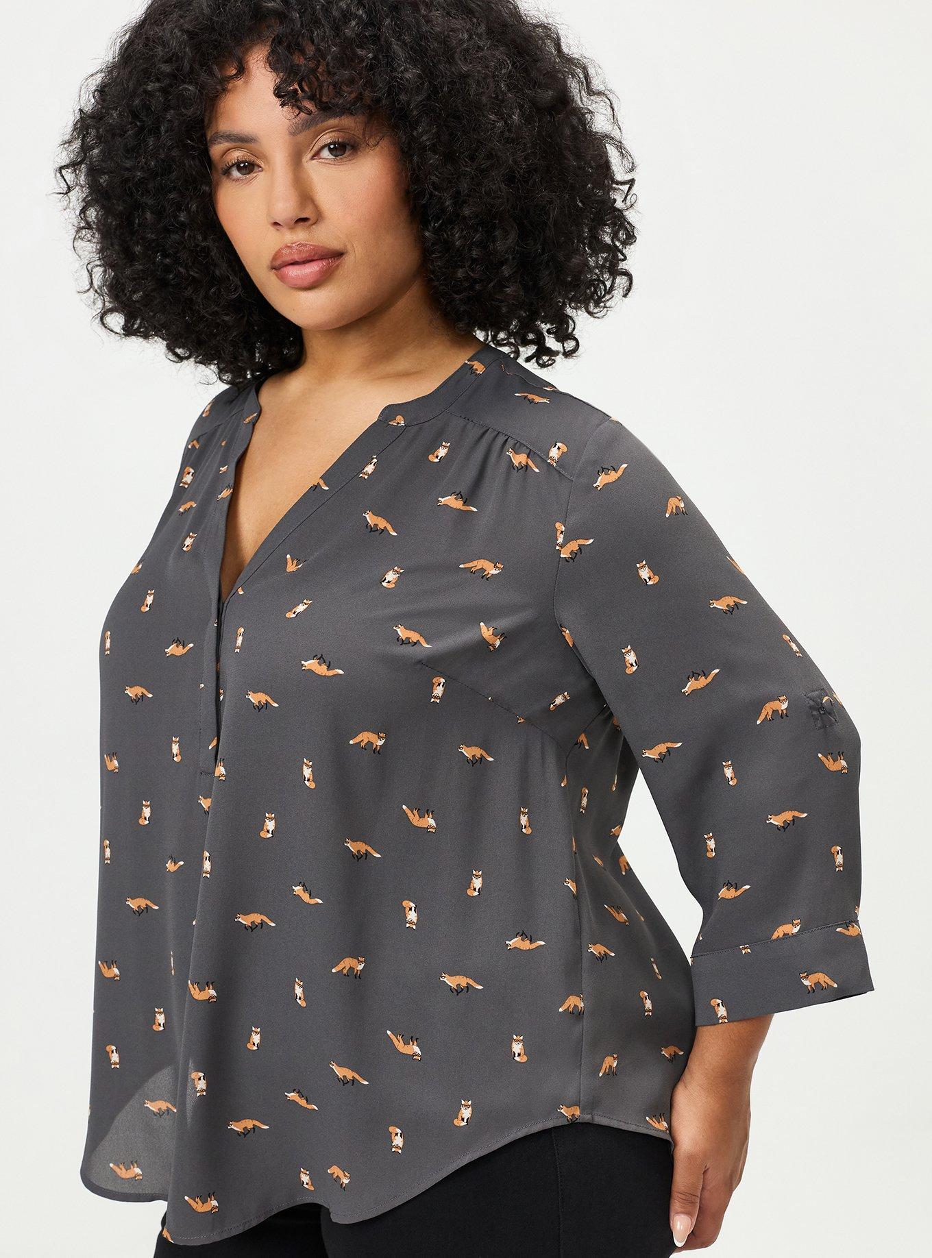 Harper 3/4 Sleeve Pullover Blouse, SLY FOX GREY, alternate
