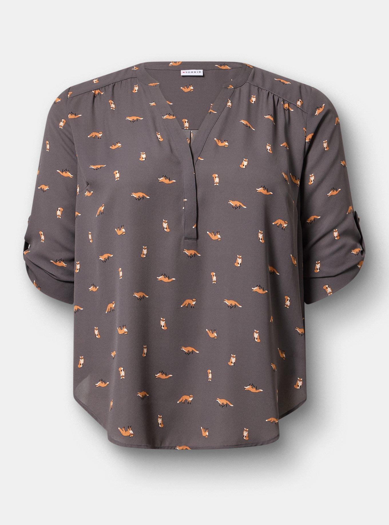 Harper 3/4 Sleeve Pullover Blouse, SLY FOX GREY, hi-res