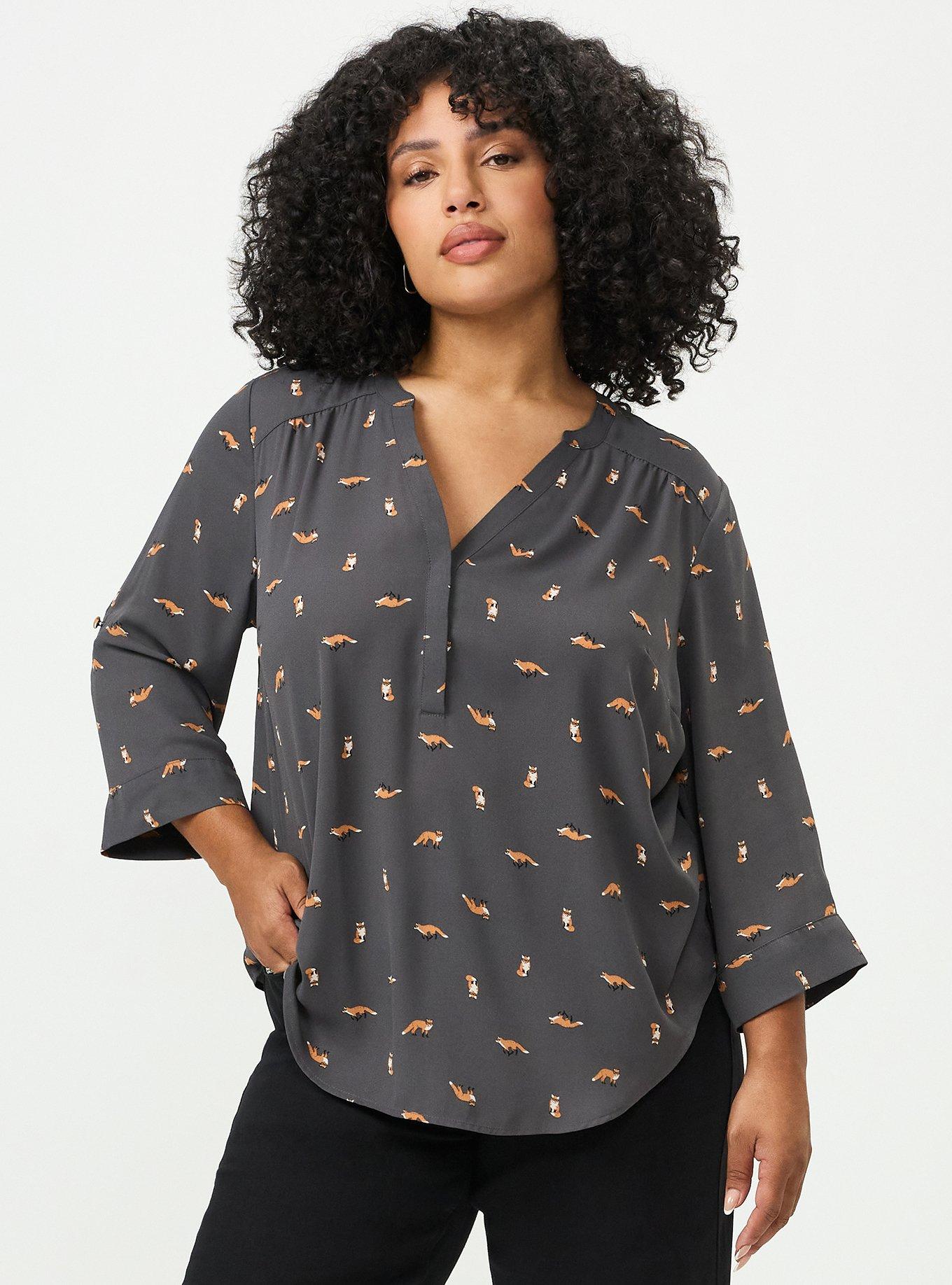 Harper 3/4 Sleeve Pullover Blouse, SLY FOX GREY, hi-res
