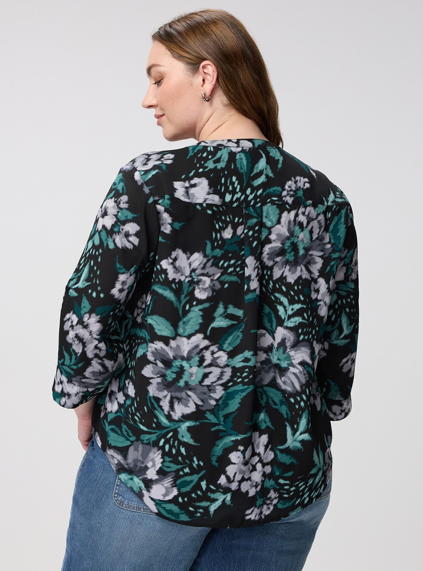 Harper Georgette 3/4 Sleeve Blouse, MY FLORAL NIGHT, alternate
