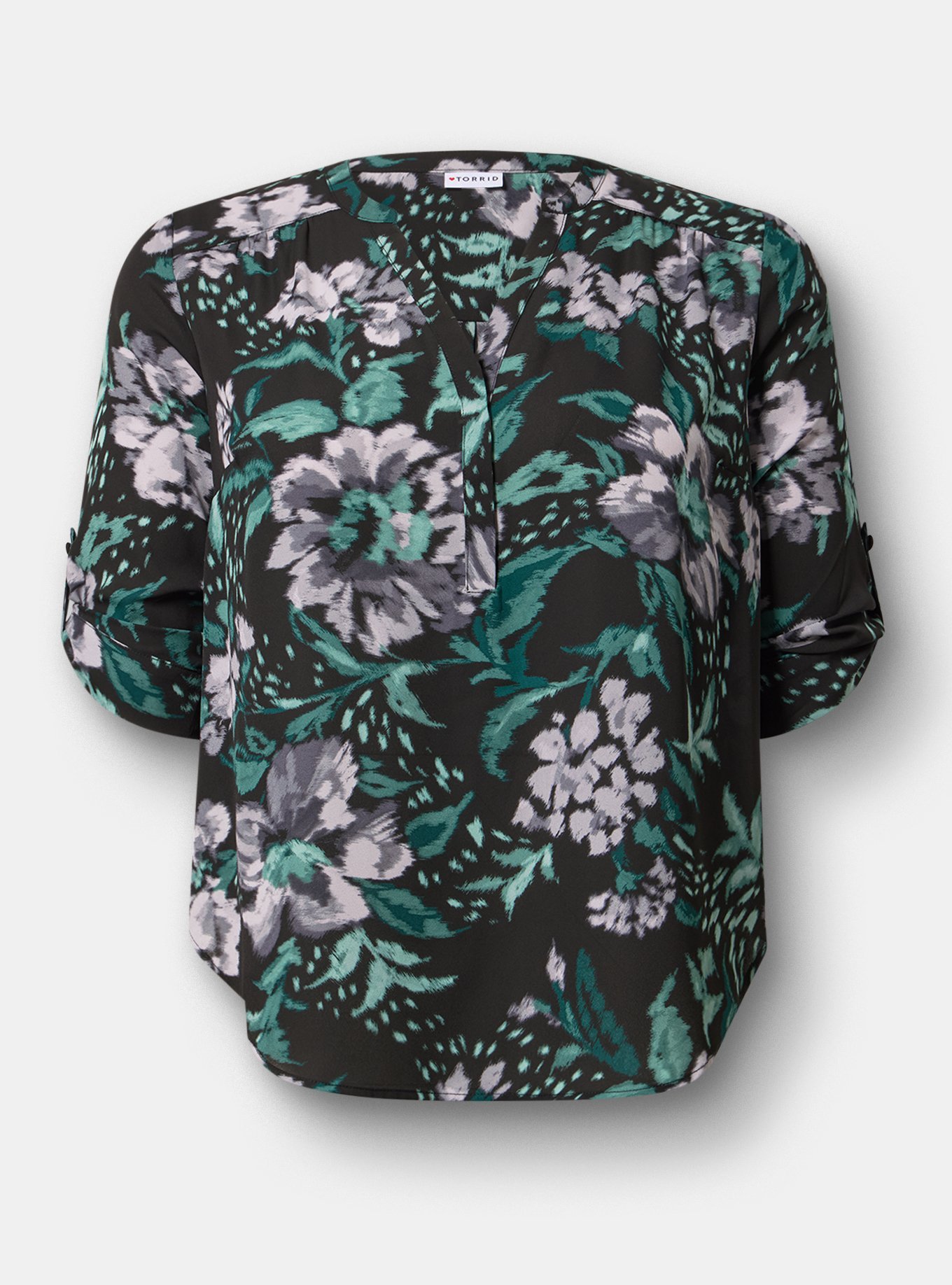 Harper Georgette 3/4 Sleeve Blouse, MY FLORAL NIGHT, flat
