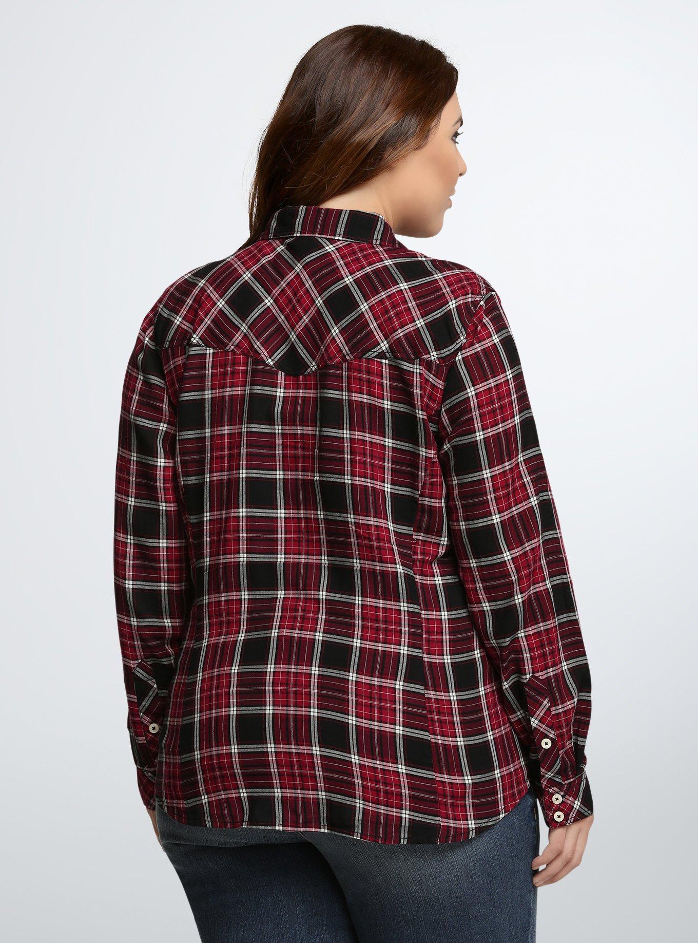 Plus Size Plaid Camp Shirt, EDGY PLAID, alternate