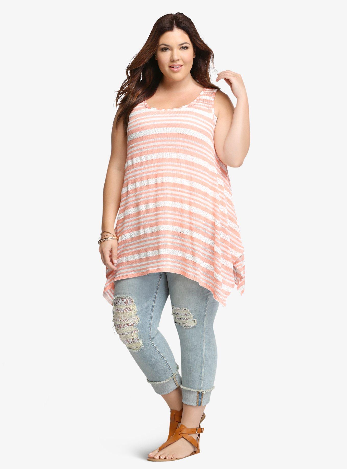 Plus Size Striped Hanky Tank Top, SUNNY STRIPE, alternate