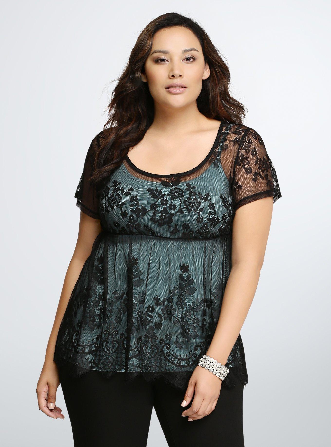 Torrid vixen shapewear swim collection size 2X NWT black lace babydoll swim  top