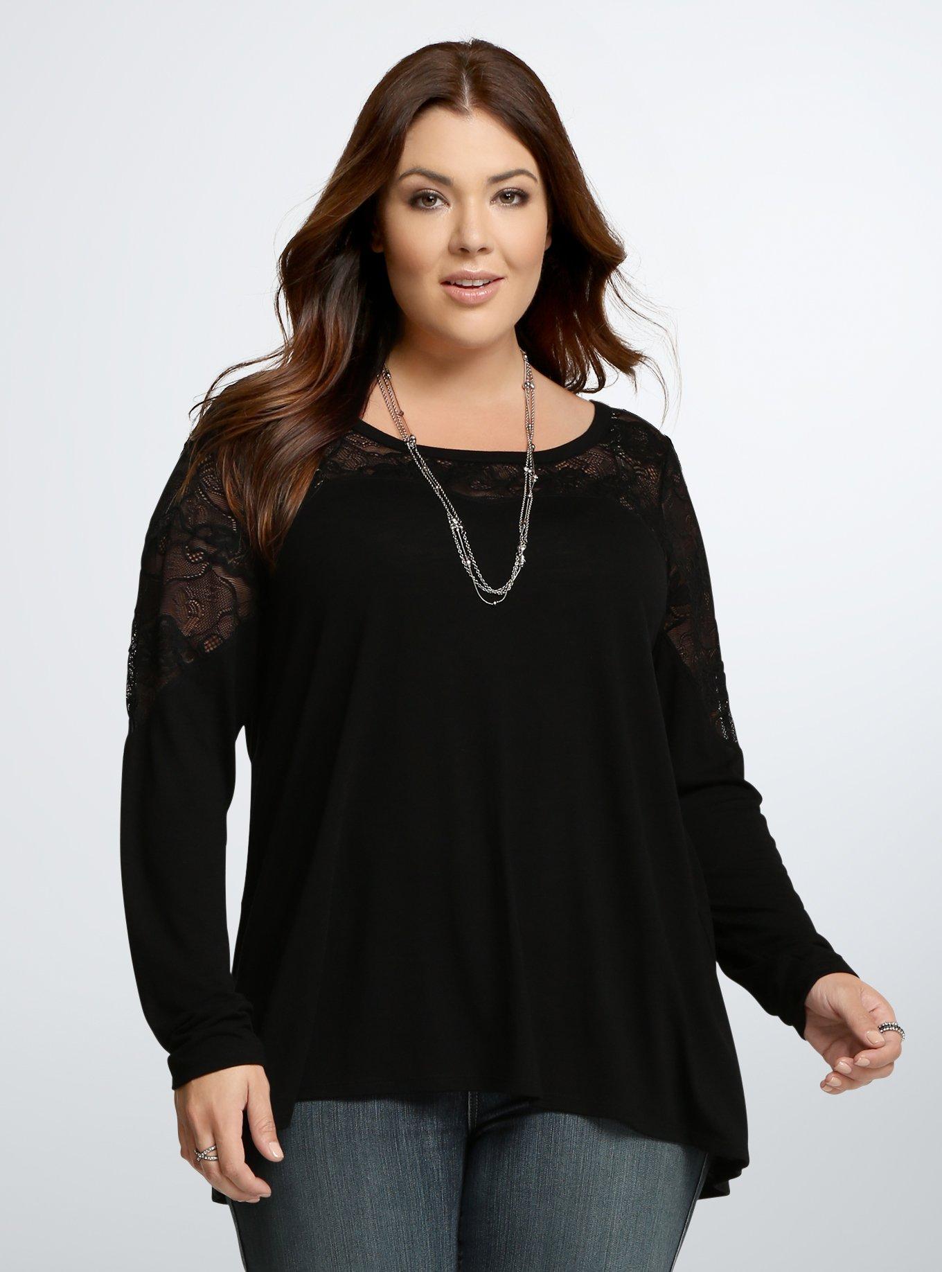 Plus Size - Embroidered Lace Illusion Top - Torrid
