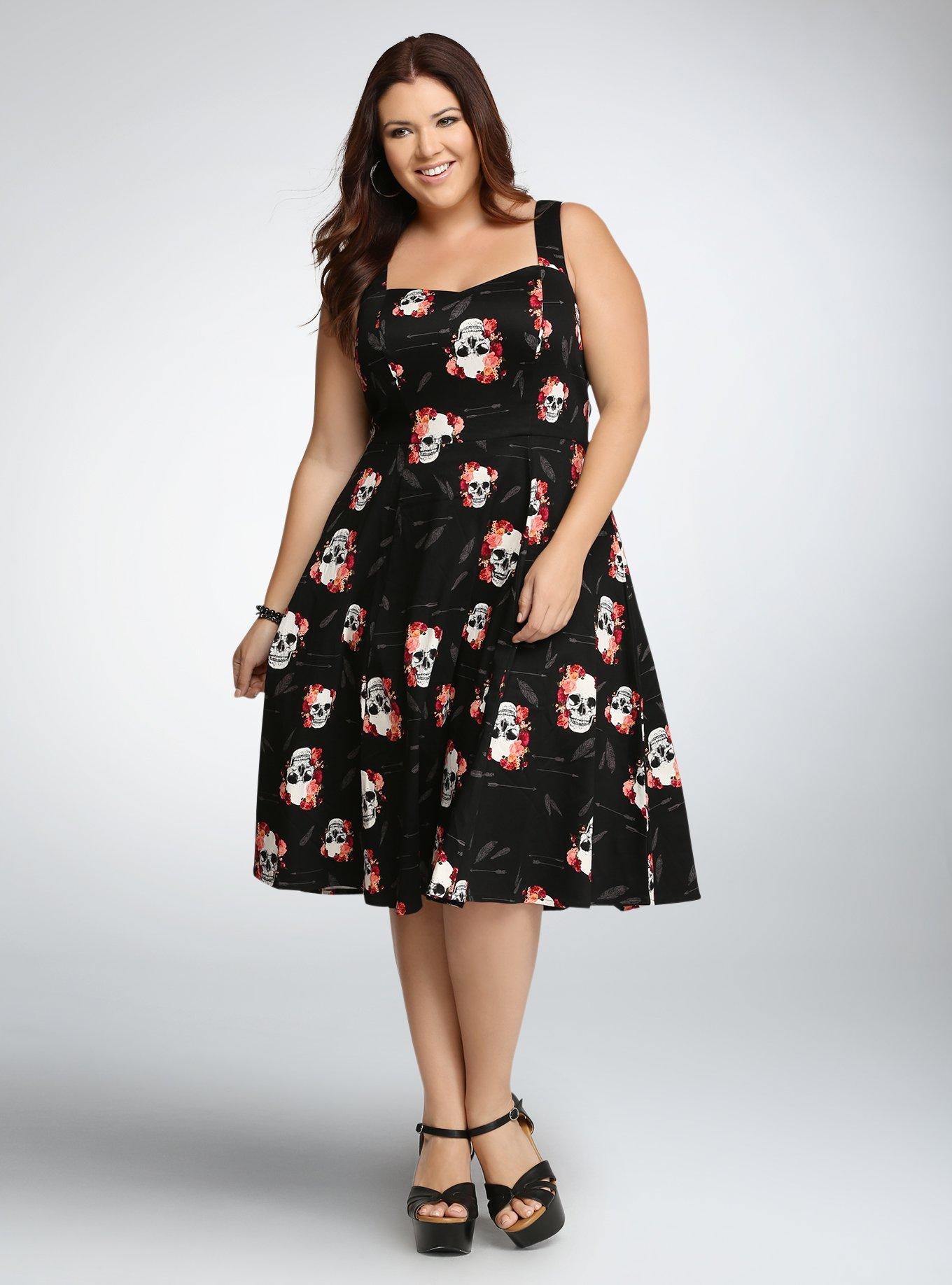 Plus Size - Skull Cut Out Swing Dress - Torrid