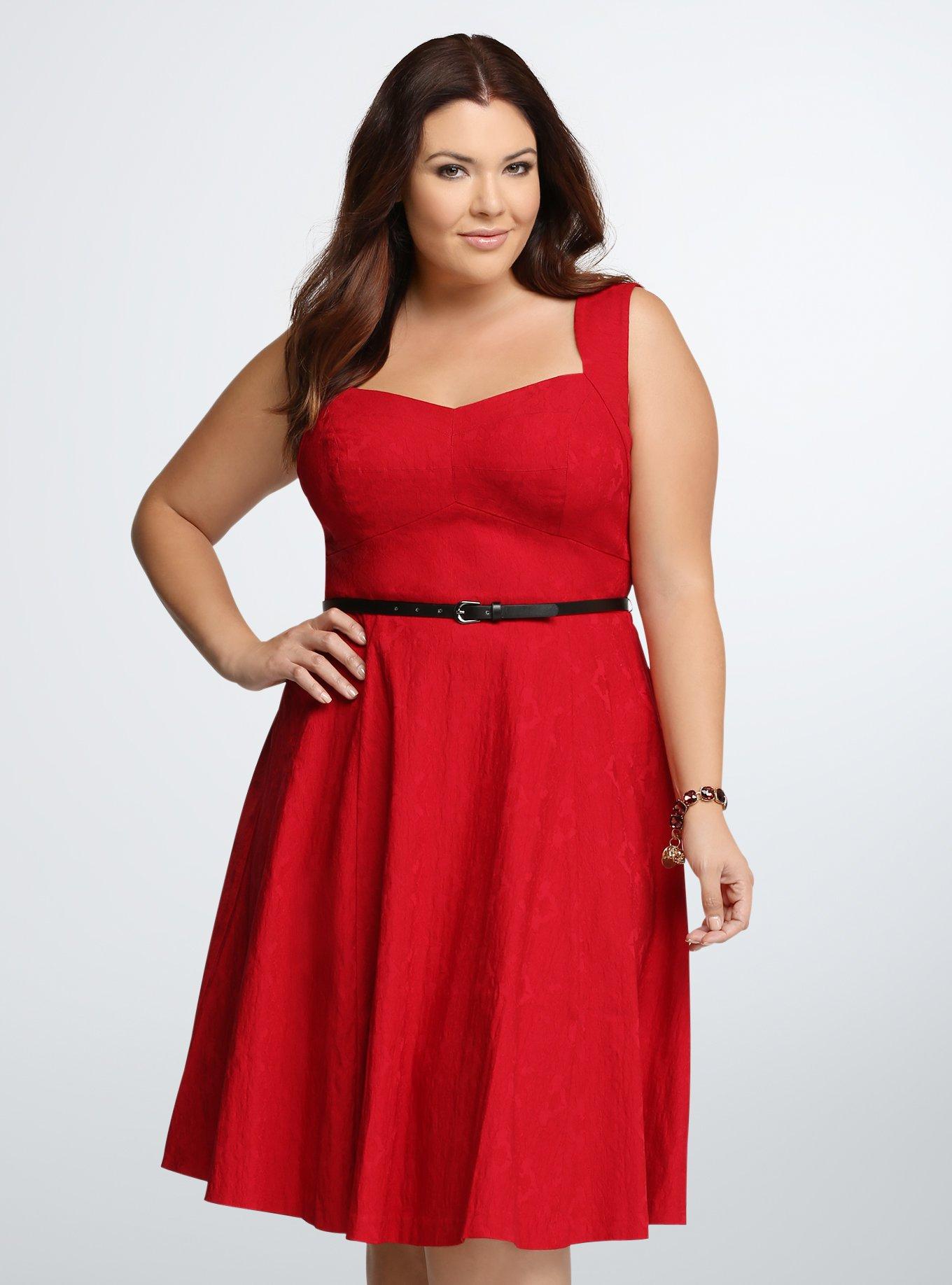 Torrid Plus Mini High Neck Skater Swing Red Lace Dress 4X