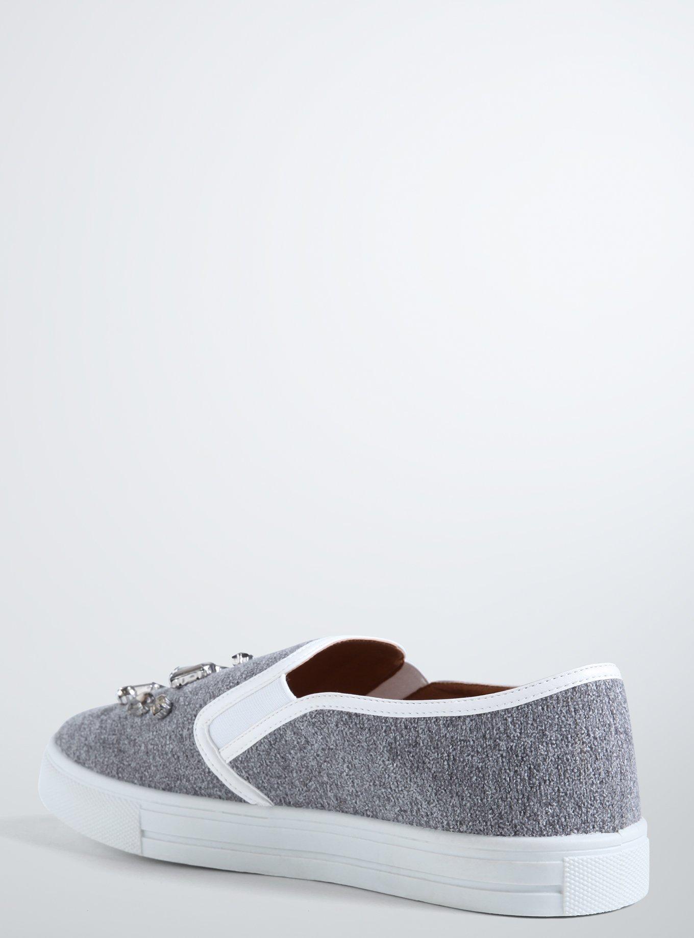 Plus Size Gemstone Slip-On Sneakers (Wide Width), GREY, alternate
