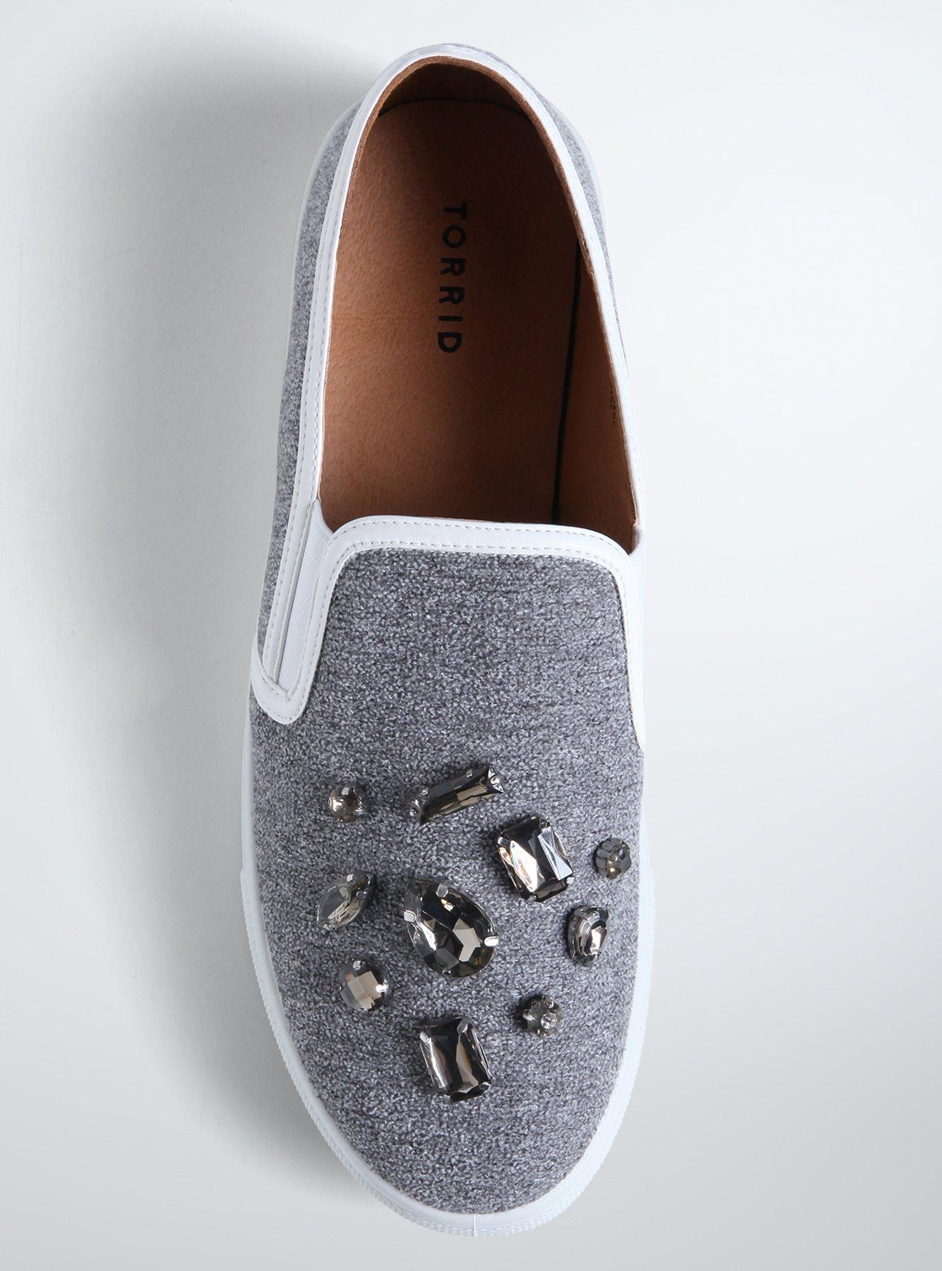 Plus Size Gemstone Slip-On Sneakers (Wide Width), GREY, alternate