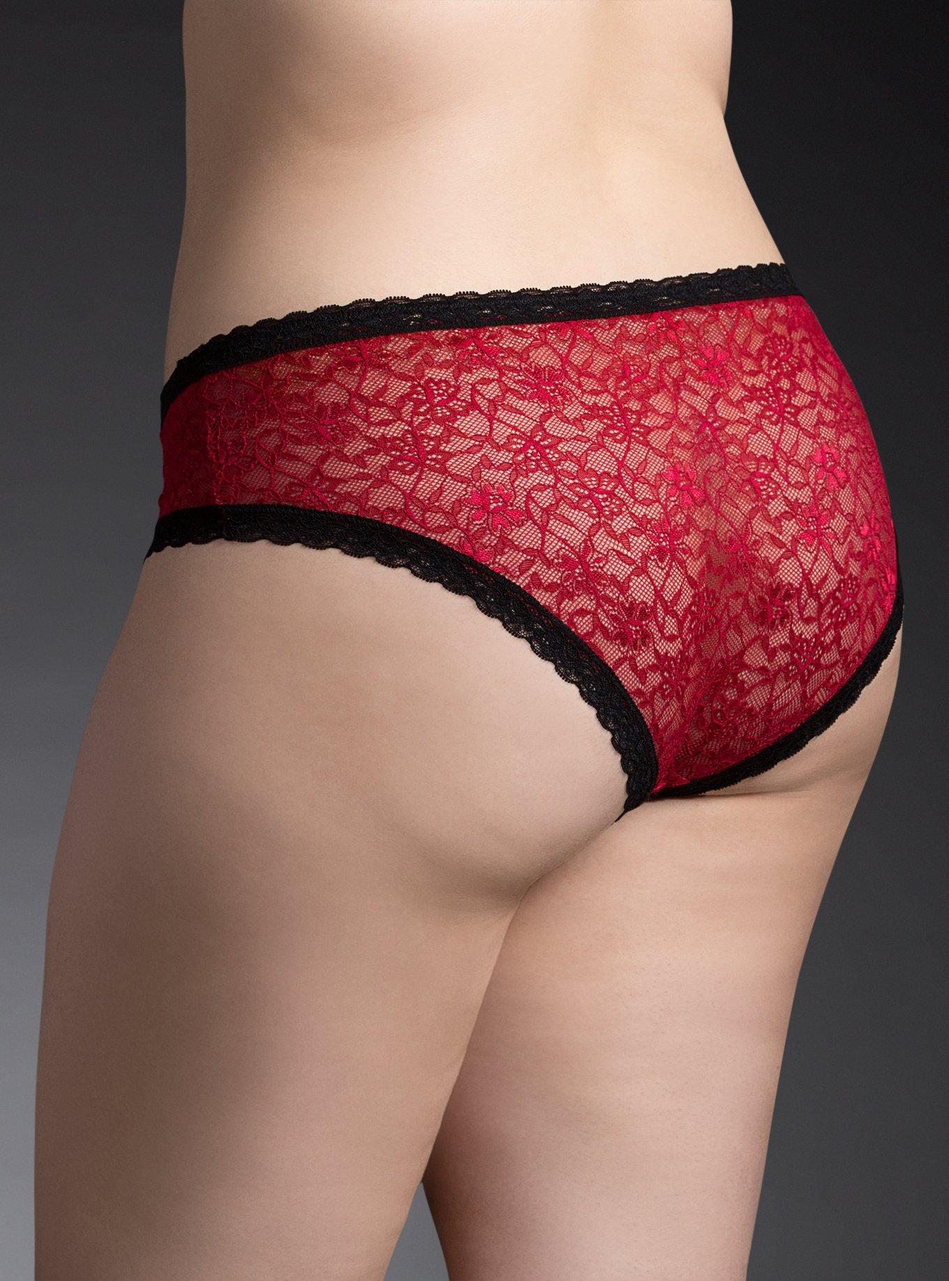 Plus Size Lace Hipster Panty, JESTER RED, alternate