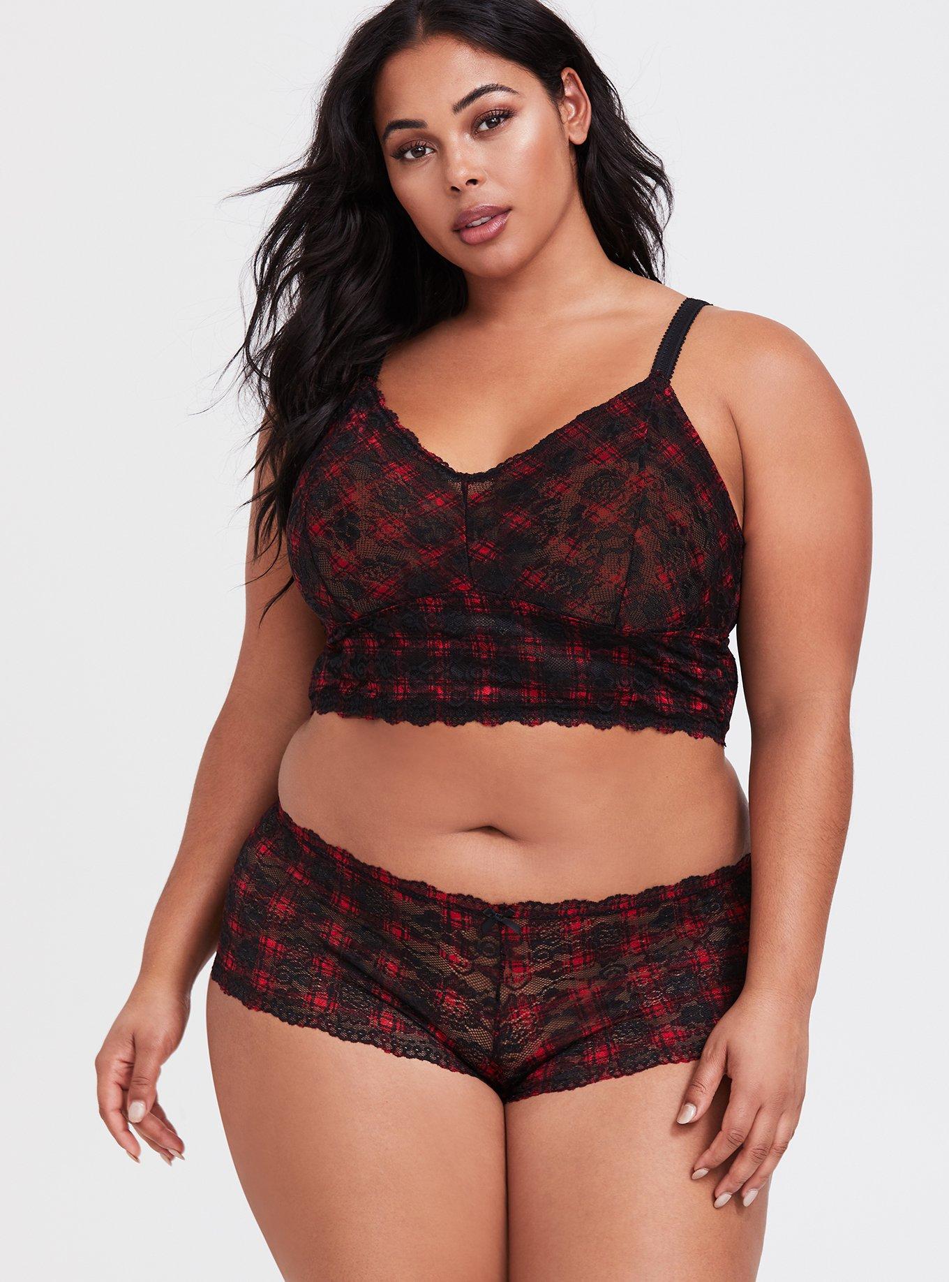 Unlined Lace Bralette, COCO PLAID, alternate
