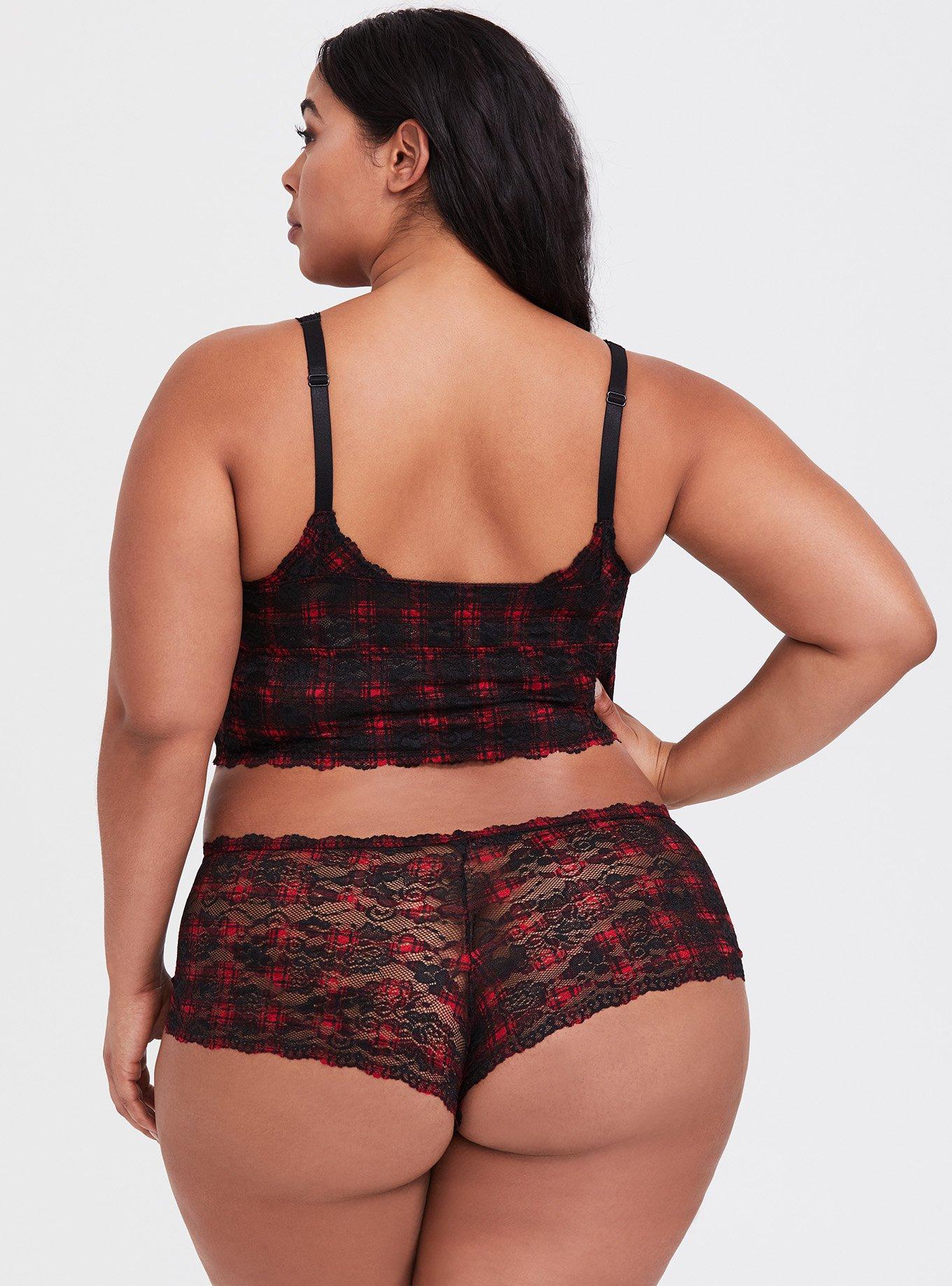 Unlined Lace Bralette, COCO PLAID, alternate