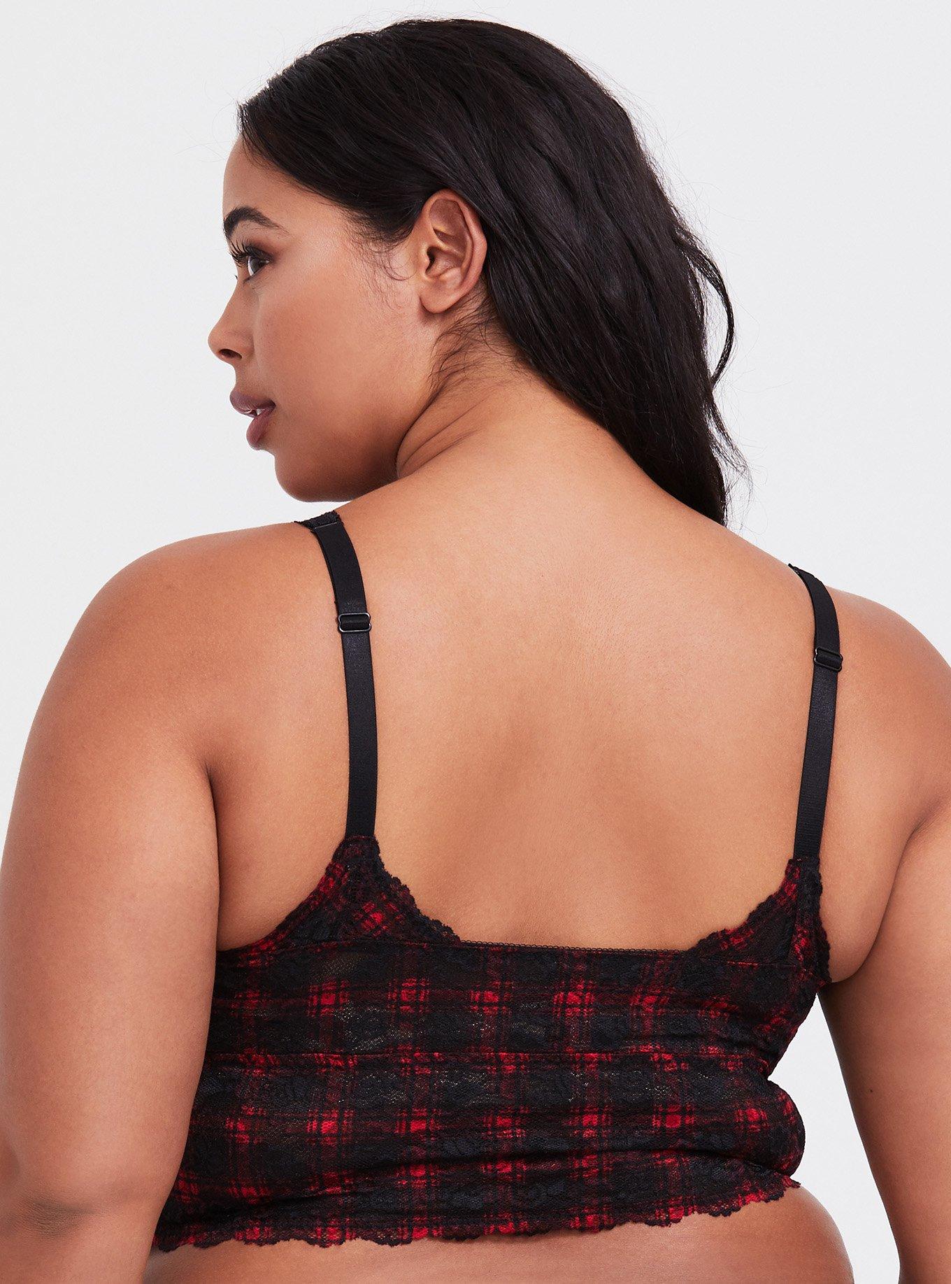 Unlined Lace Bralette, COCO PLAID, alternate