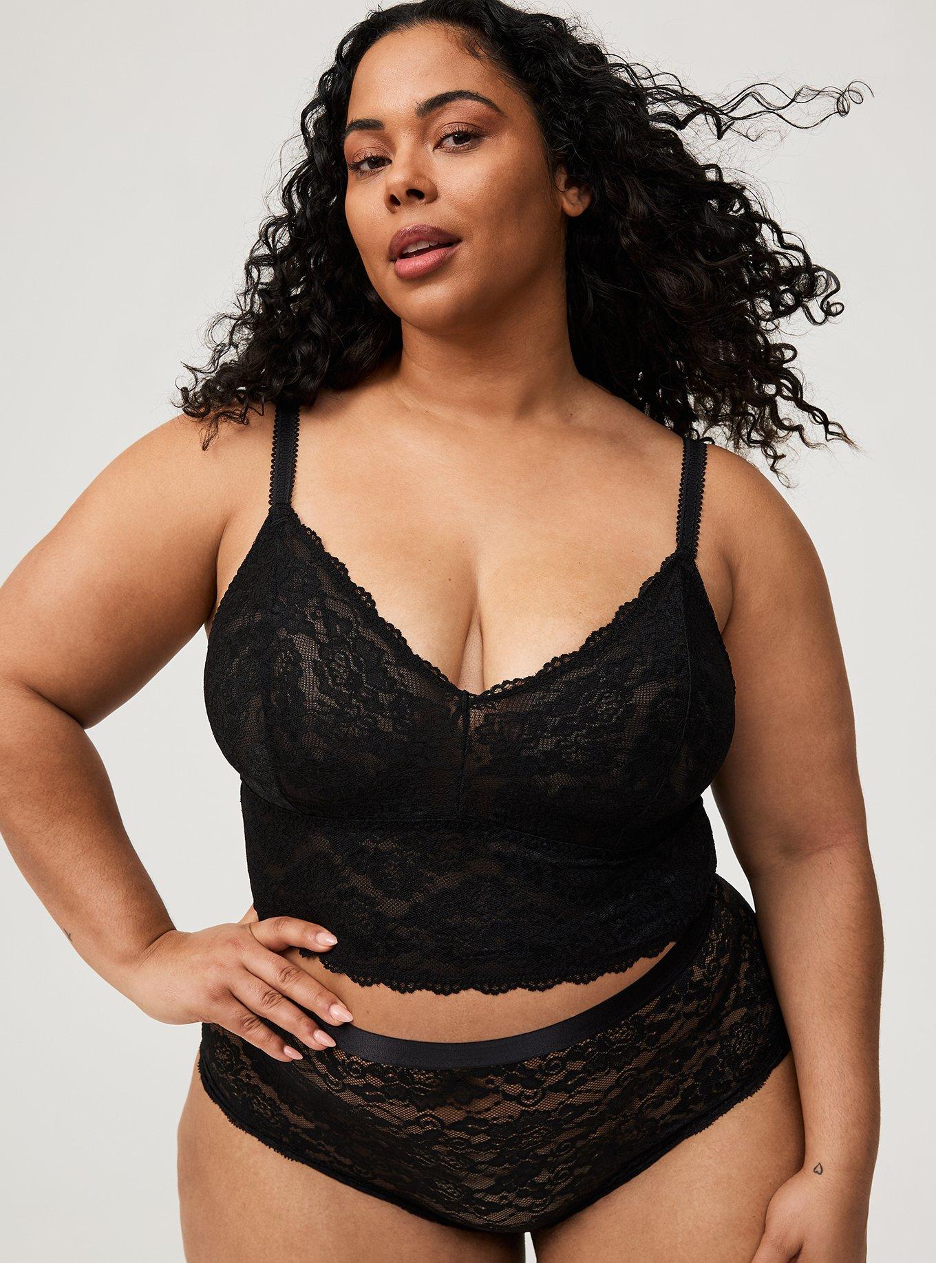 Plus Size - Lightly Lined Lace Sheer Longline Bralette - Torrid