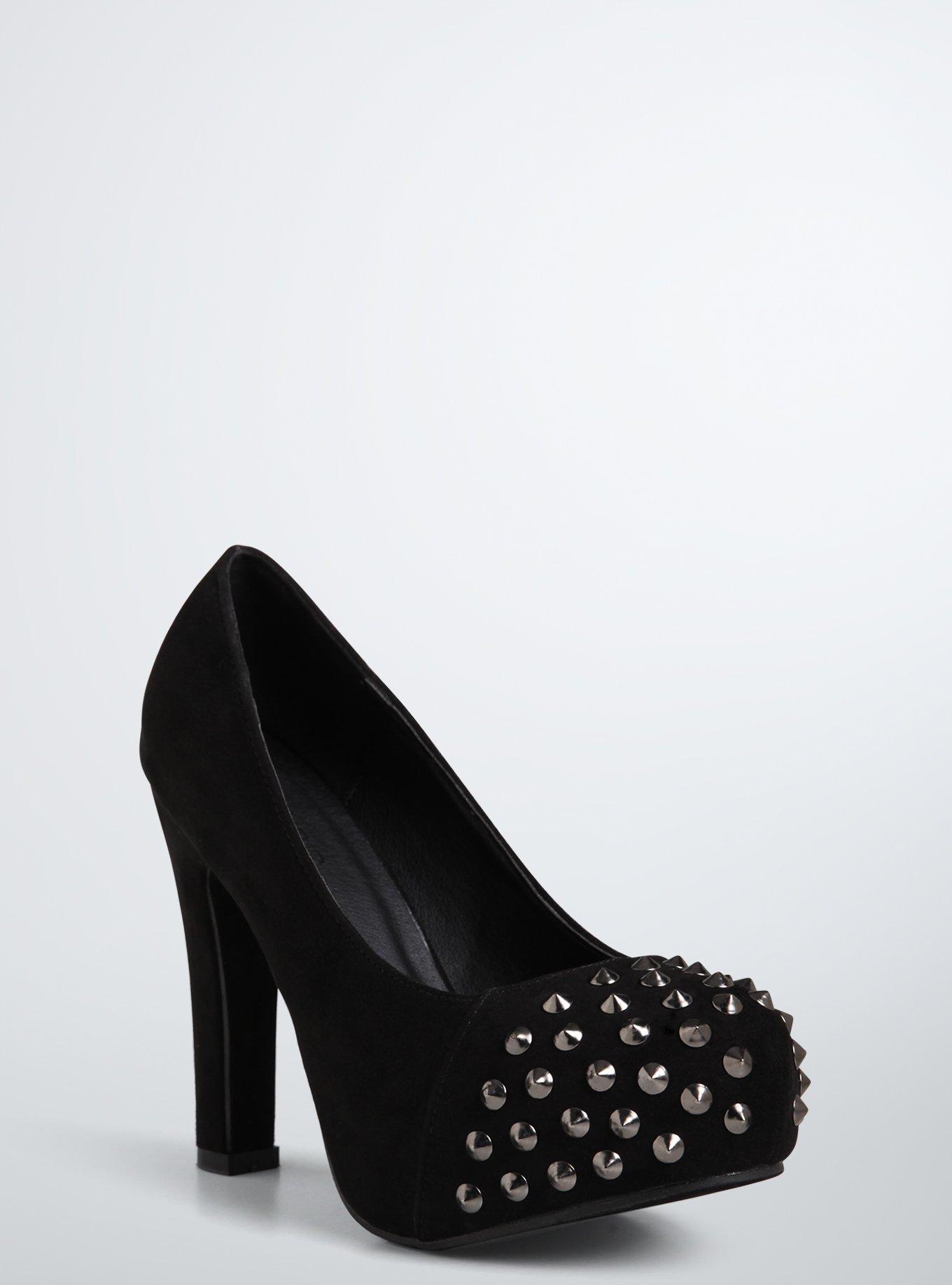 Plus Size Stud Toe Platform Pumps (Wide Width), BLACK, hi-res