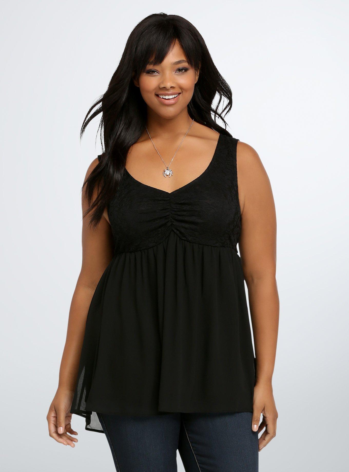 Plus Size Cinch Lace Babydoll Tank Top Torrid
