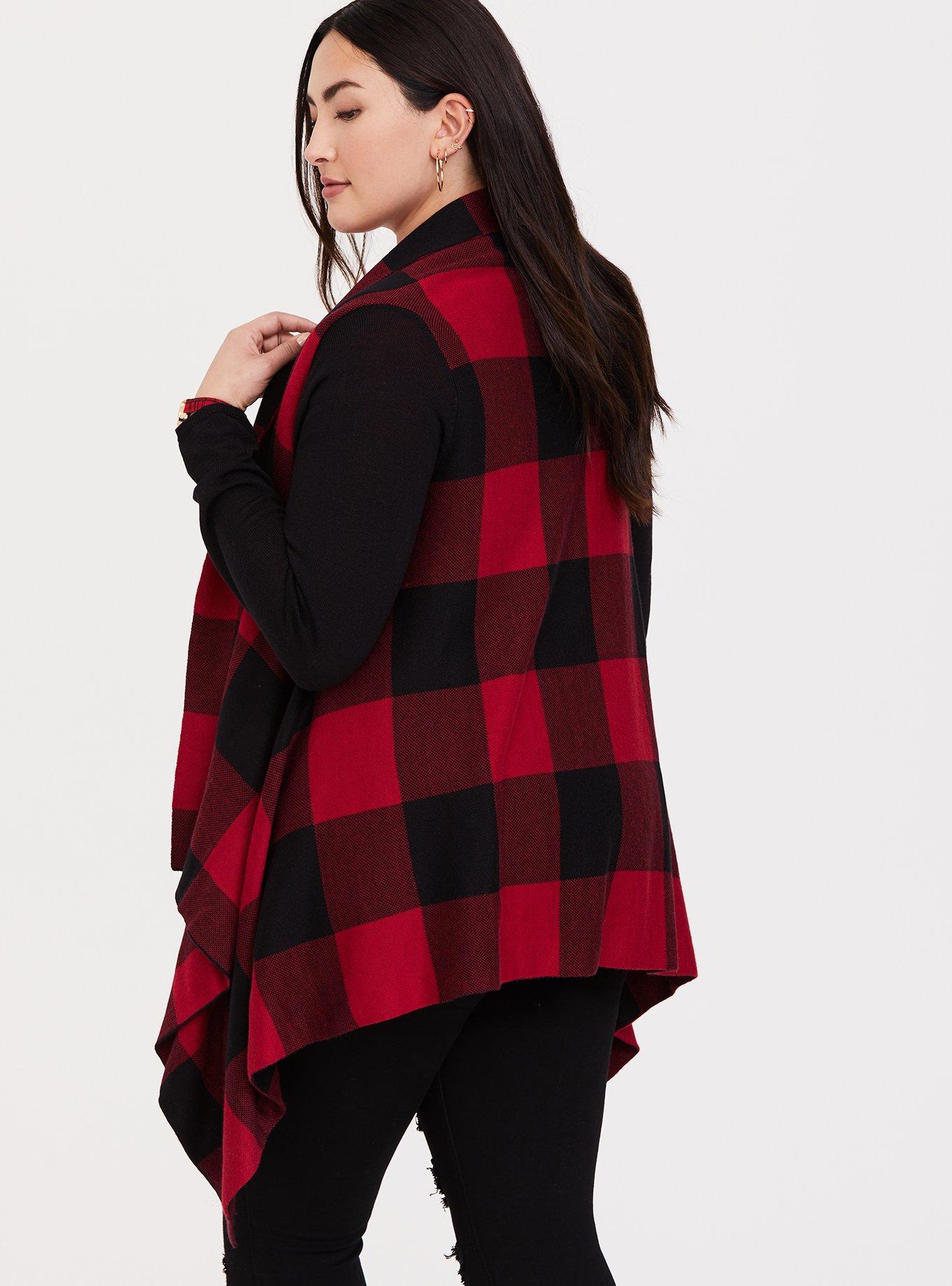 Plus size hot sale plaid cardigan