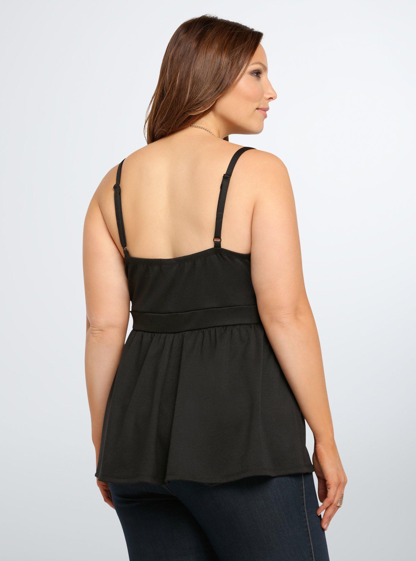 Plus Size Lace Surplice Babydoll Top, NONEC, alternate