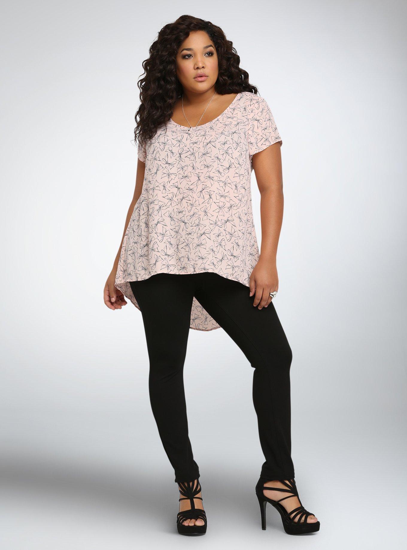 Plus Size Bow Georgette Hi-Lo Blouse, BOW DOODLES, alternate