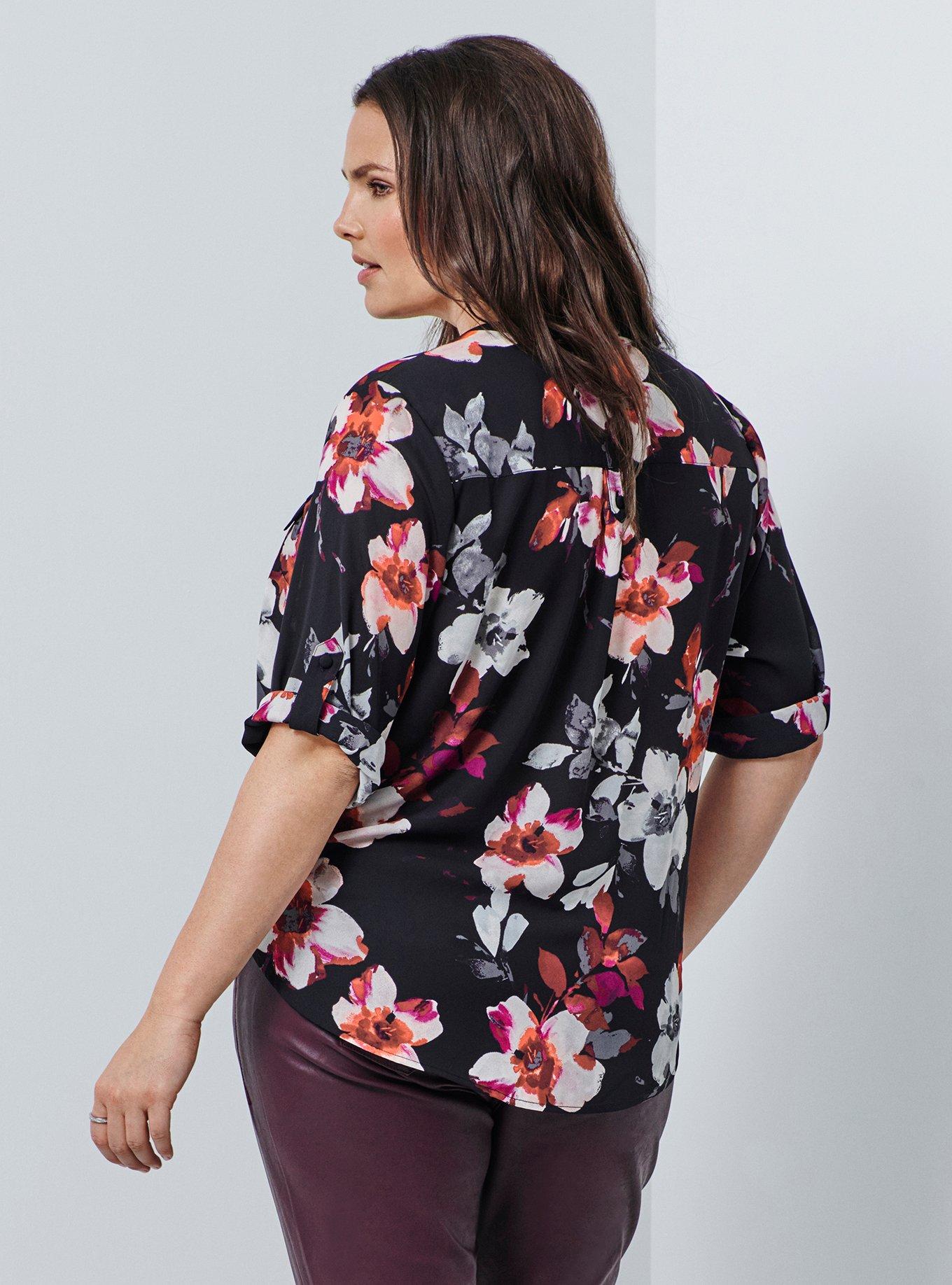 Torrid Black Floral Print Short Sleeve Georgette Top Size 4X - $22 - From  Amanda