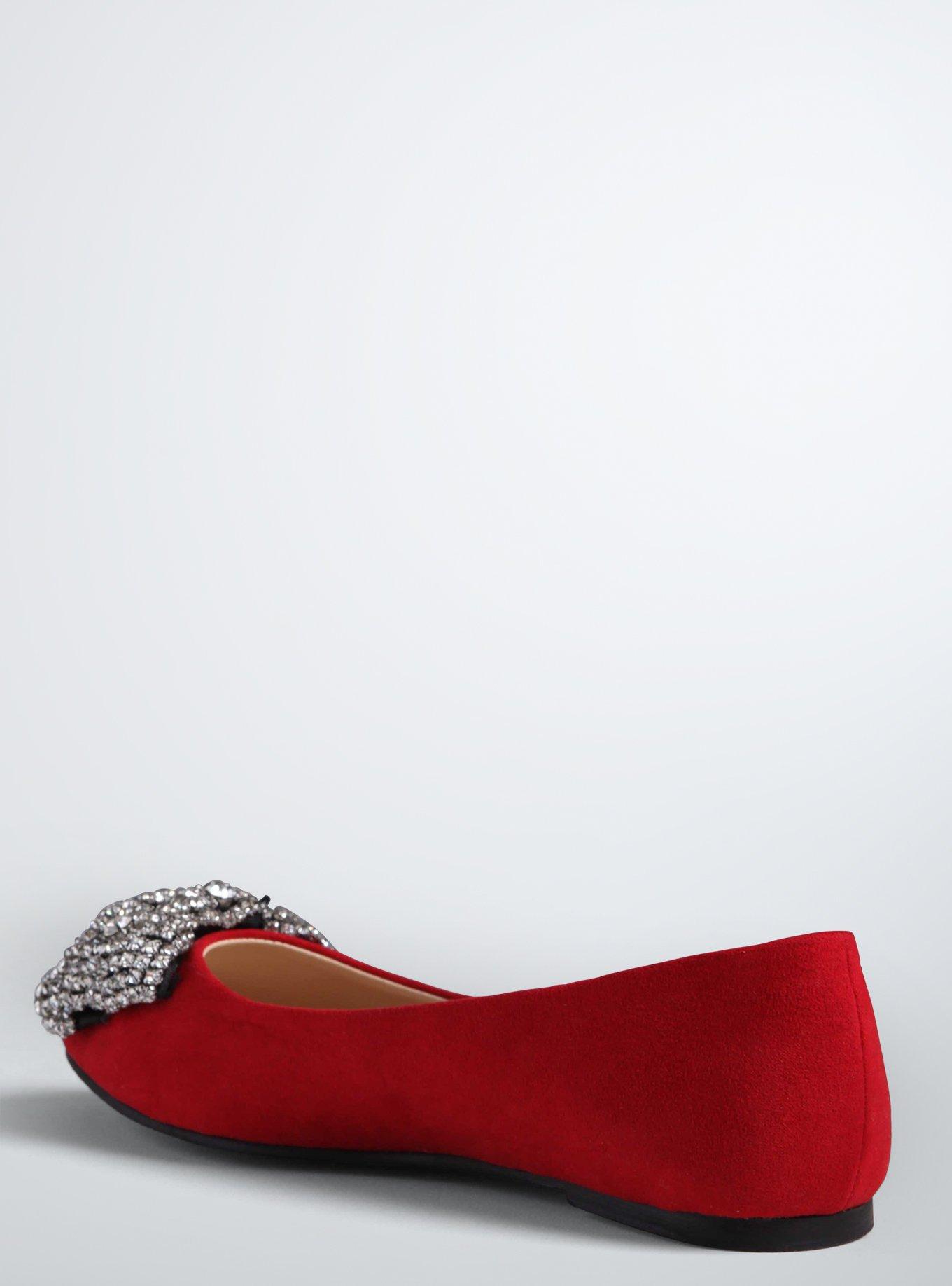 Rhinestone Bow Flats (Wide Width), RED, alternate