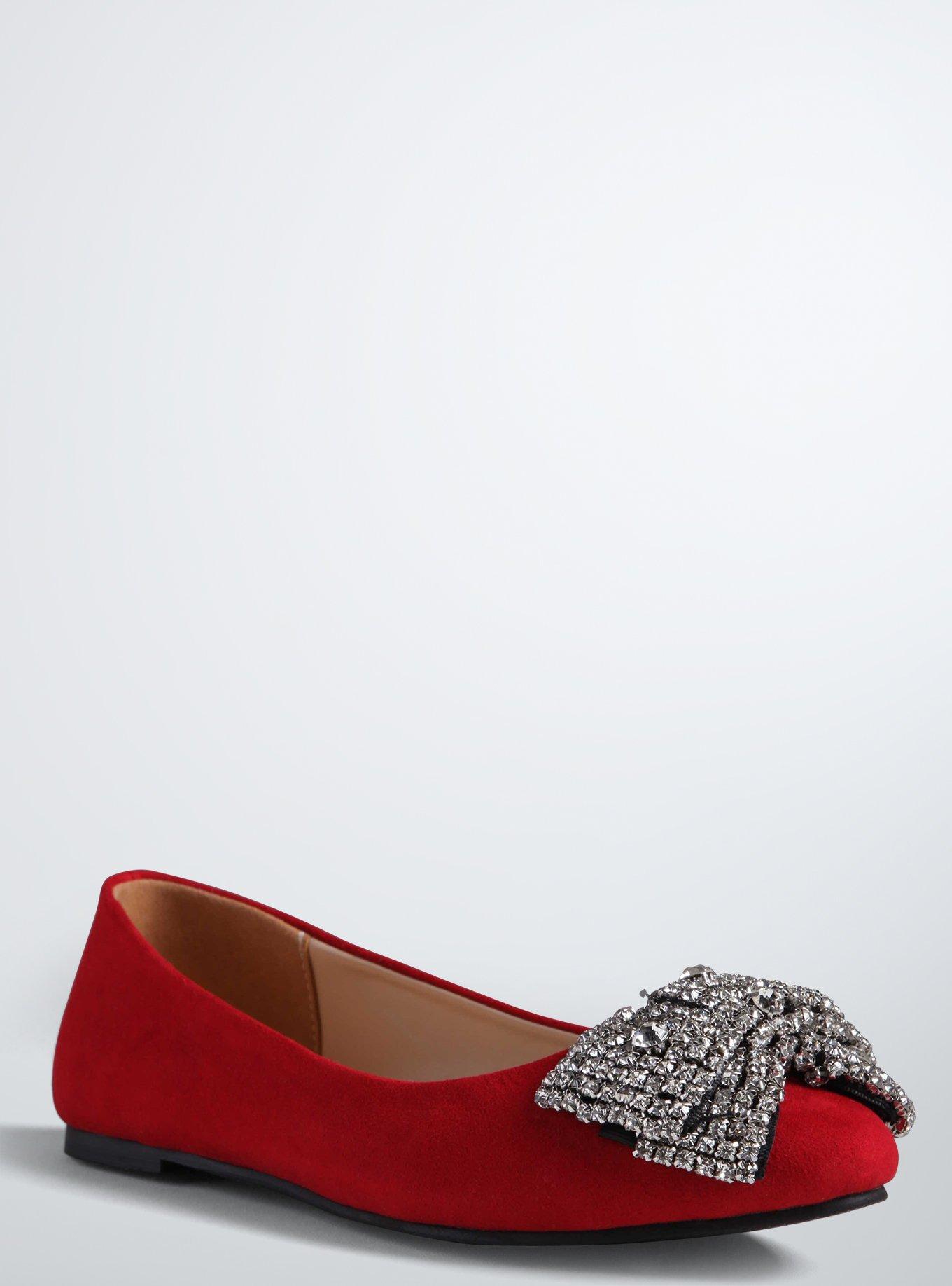Rhinestone Bow Flats (Wide Width), , hi-res
