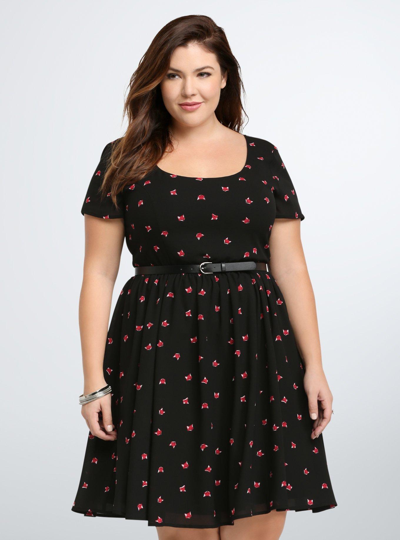 Plus Size - Fox Print Skater Dress - Torrid Plus Size - Fox Print Skater Dress - Torrid