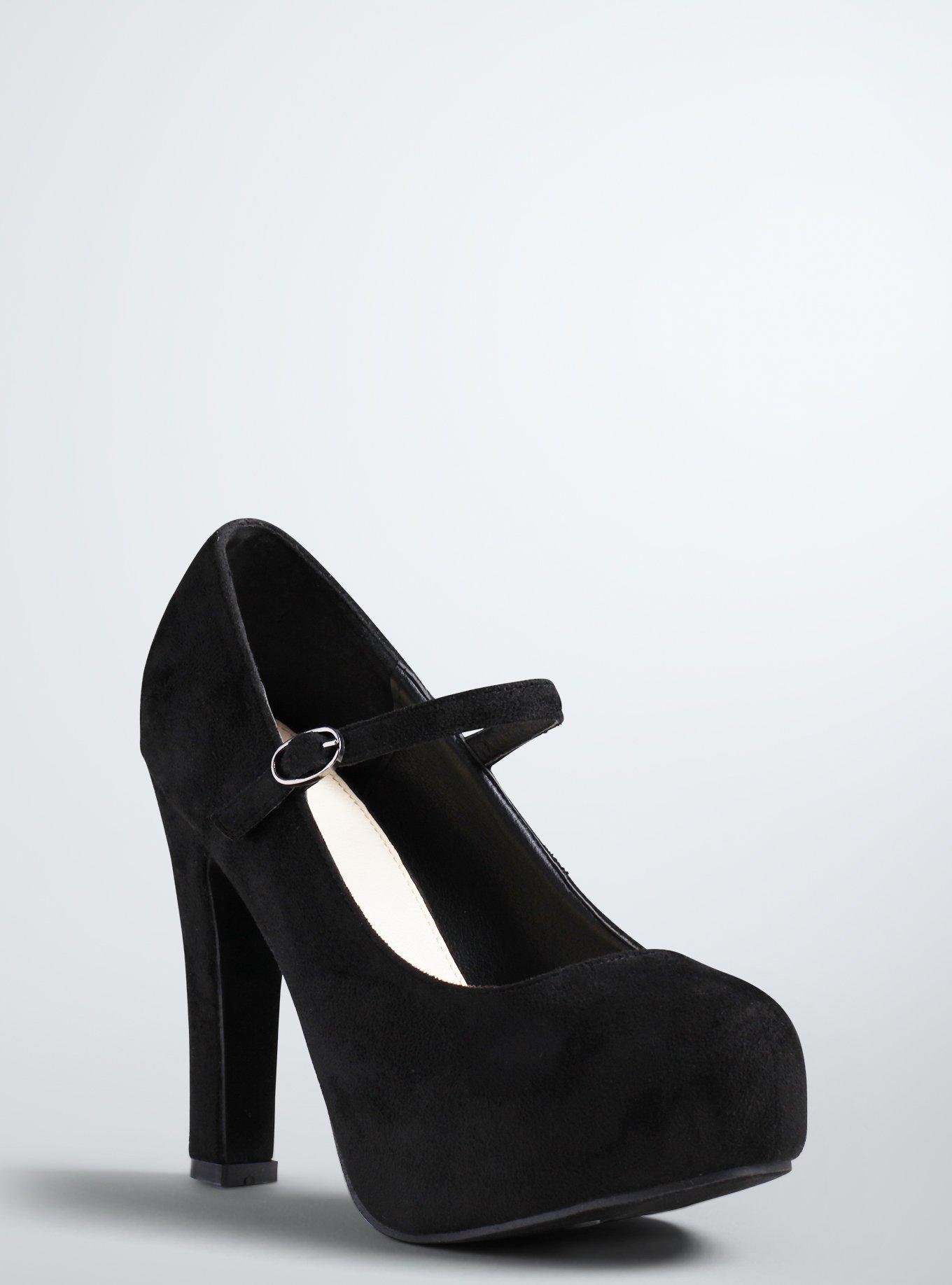 Black suede discount mary jane heels