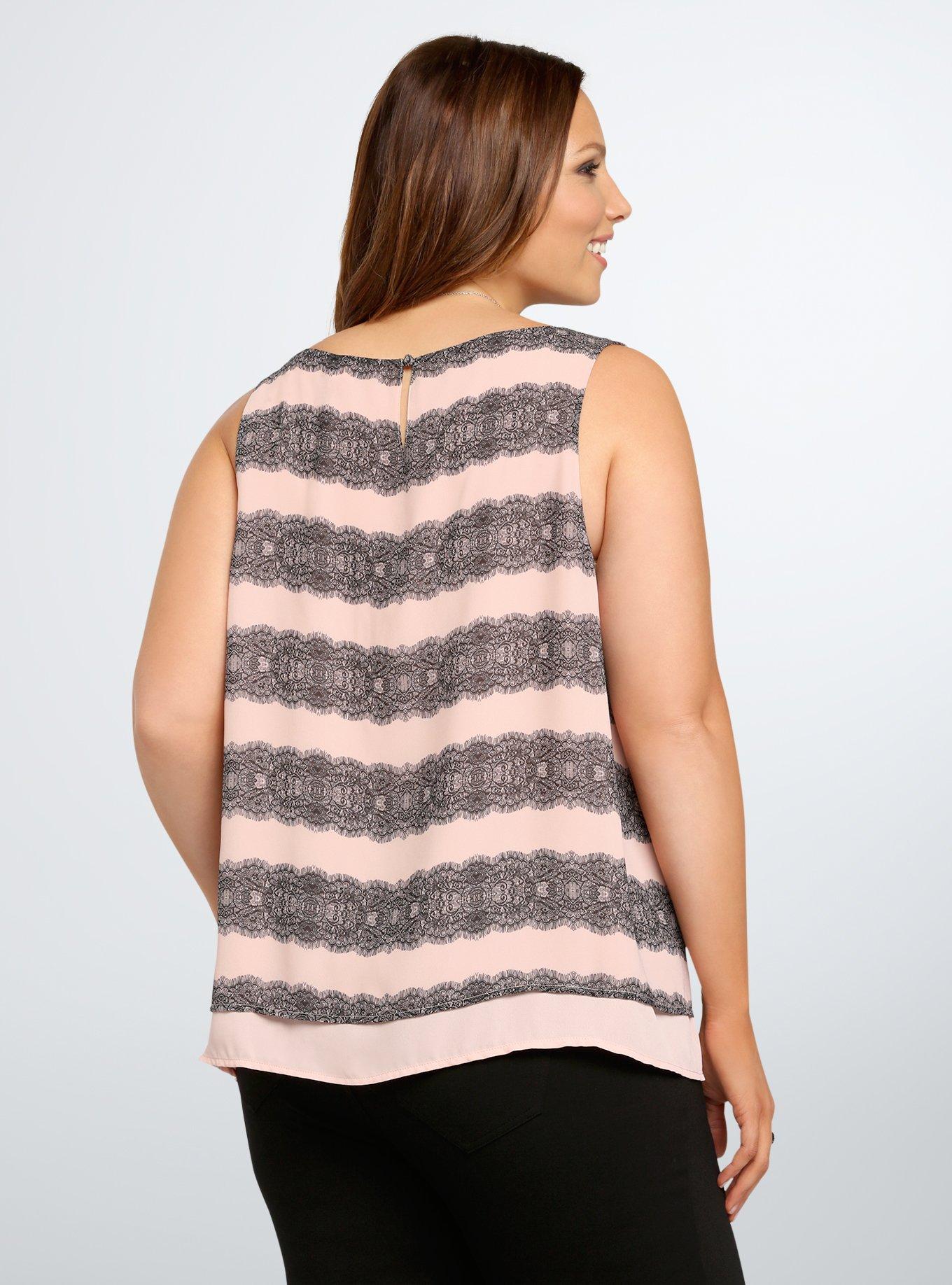 Lace Print Layered Tank Top, WAVELY LACES, alternate