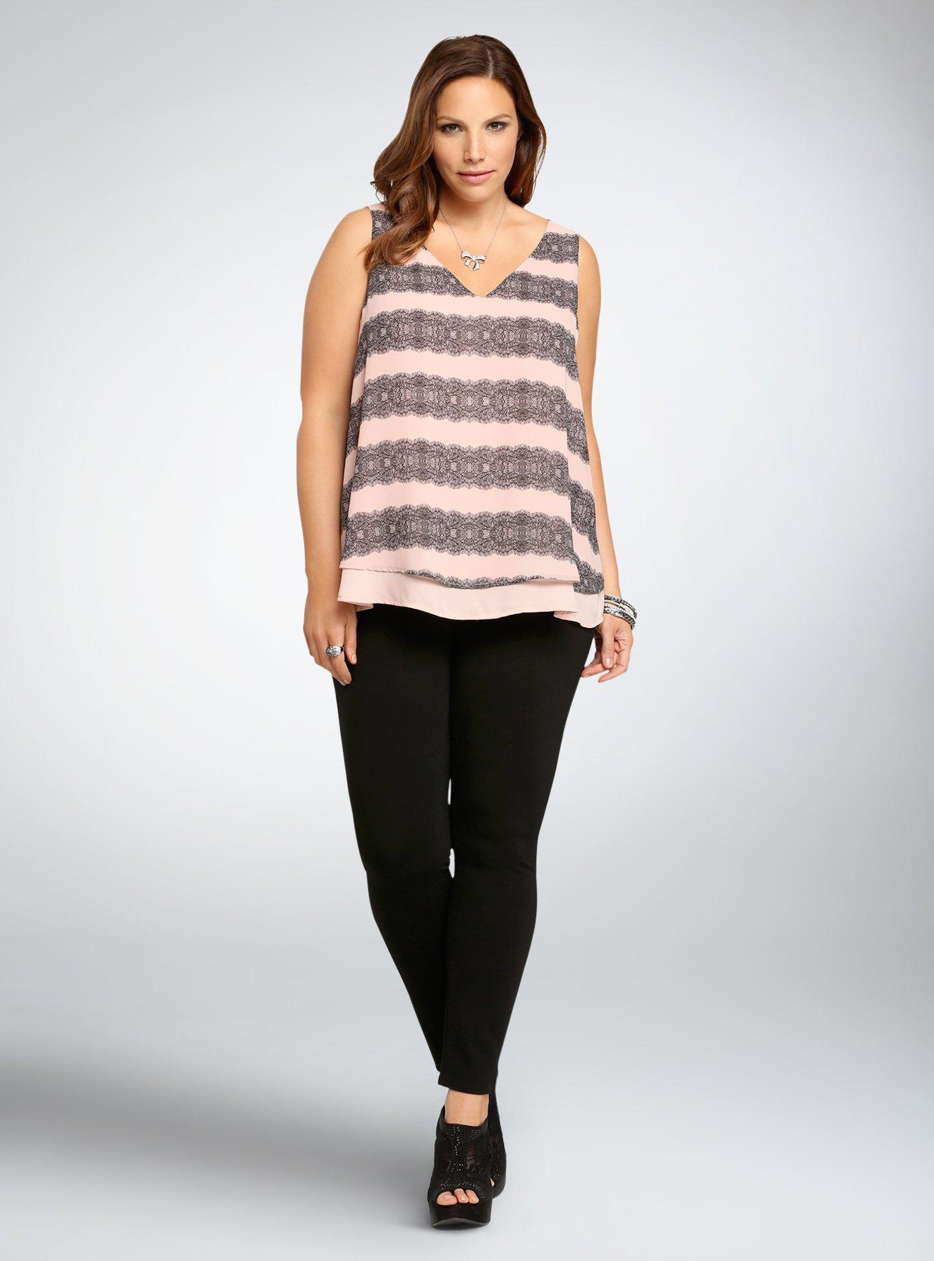 Lace Print Layered Tank Top, WAVELY LACES, alternate